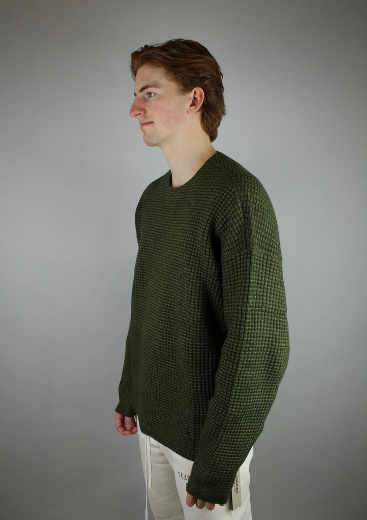 Fear of God Essentials Heavy Waffle Crewneck 'Military'-10040181817674-The Attic