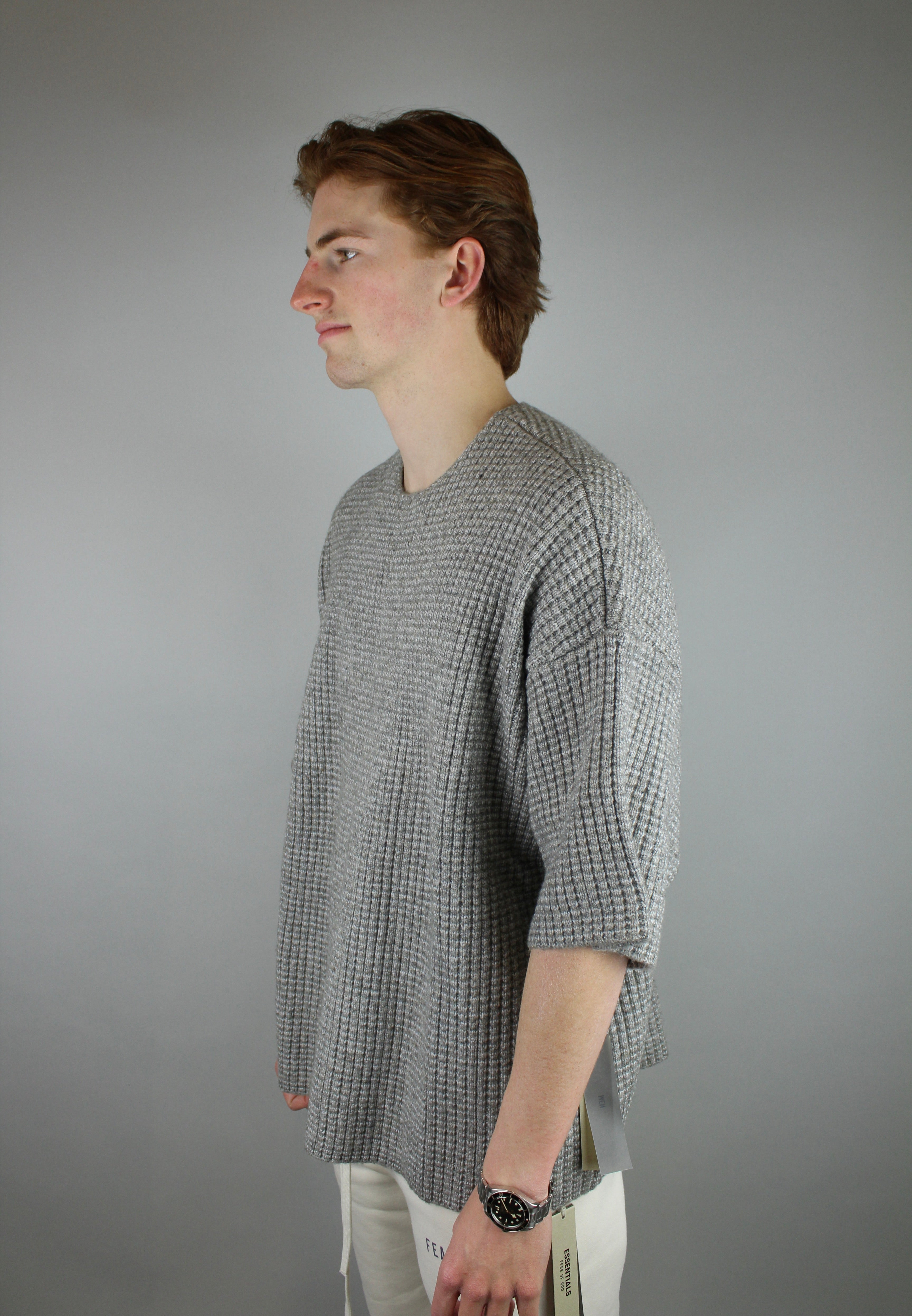Fear of God Essentials Heavy Waffle Short Sleeve 'Dark Heather'-10040171561290-The Attic