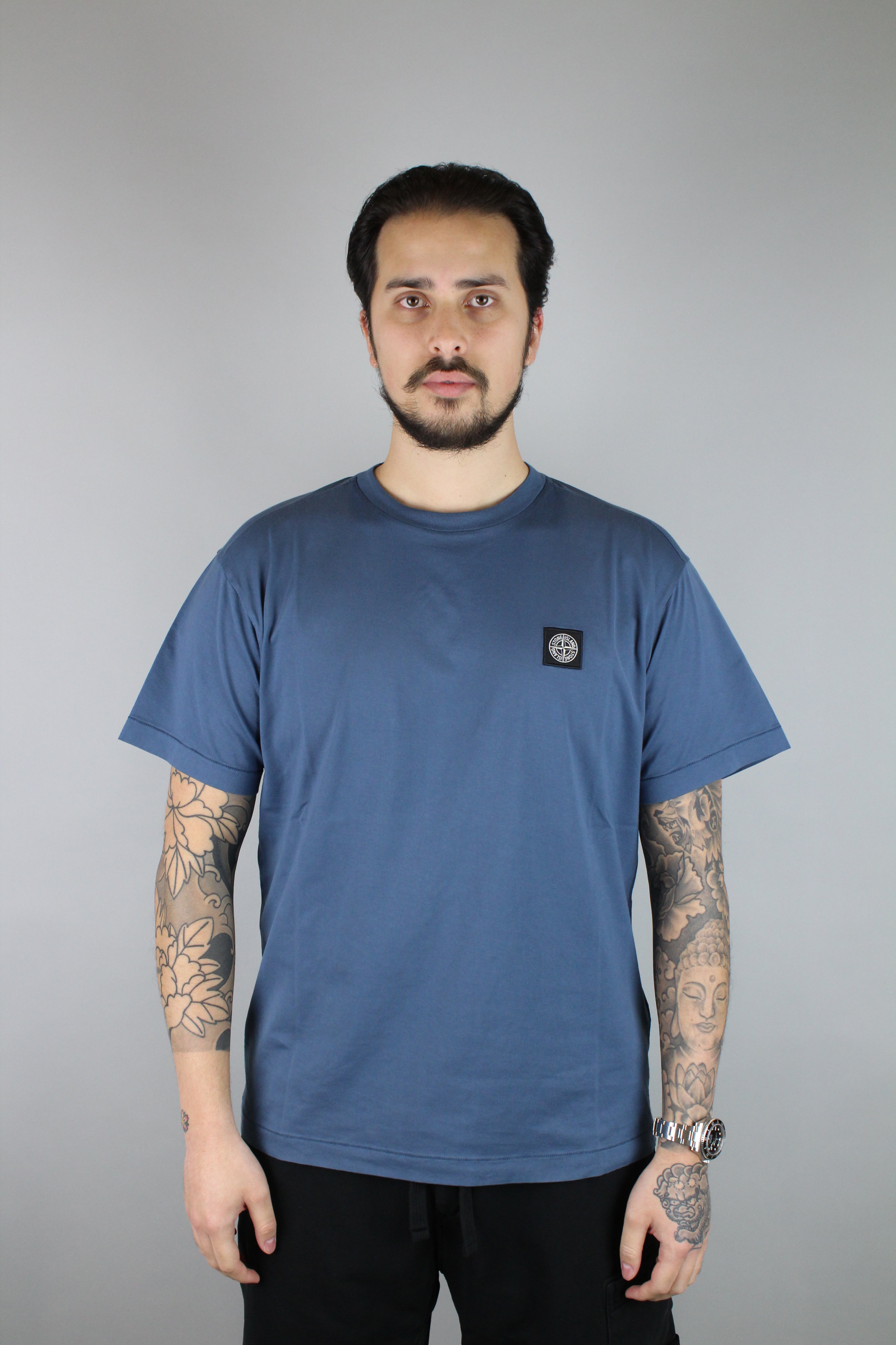 Stone Island Chest Logo T-Shirt 'Dark Blue'-8747731976522-The Attic
