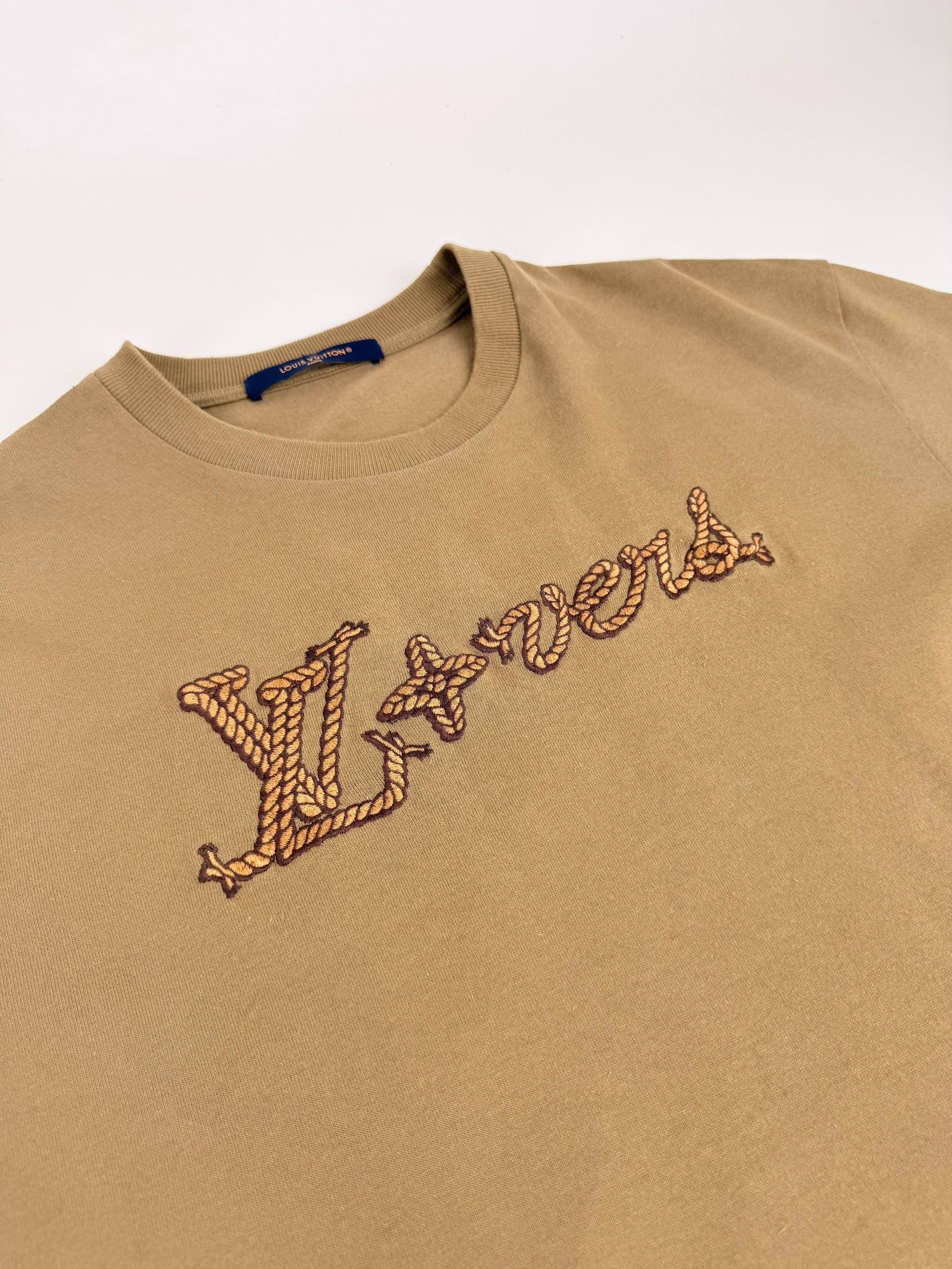 Louis Vuitton Embroidered Signature Cotton T-Shirt 'Kangaroo' - Size S (ARCHIVE)