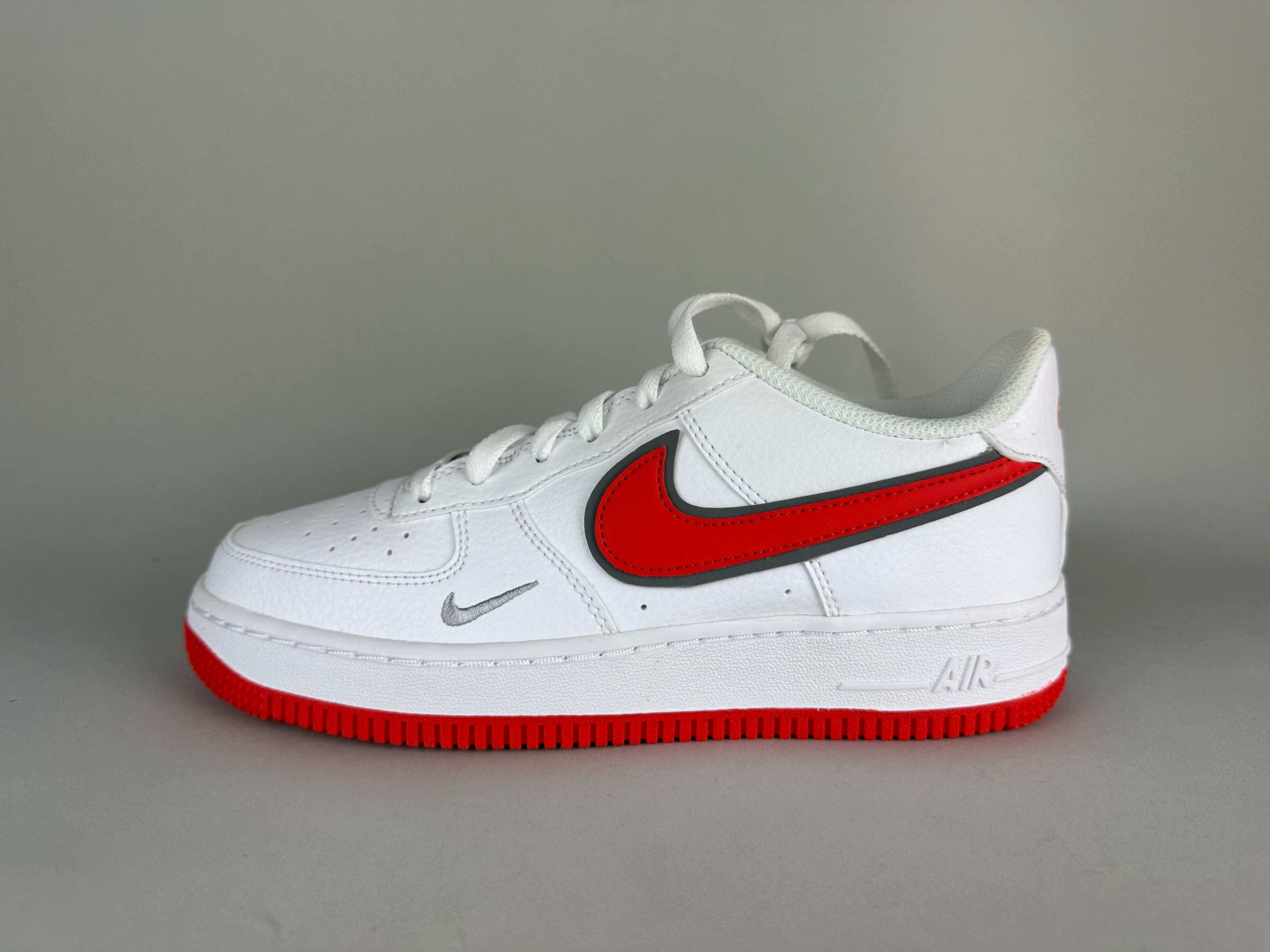 Nike Air Force 1 SE GS 'Mini Swoosh White Habanero Red'- Size 38 (ARCHIVE)