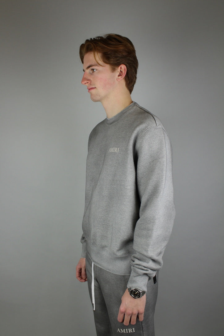 Amiri Aged Puff Logo Crewneck 'Grey'-9642072539466-The Attic