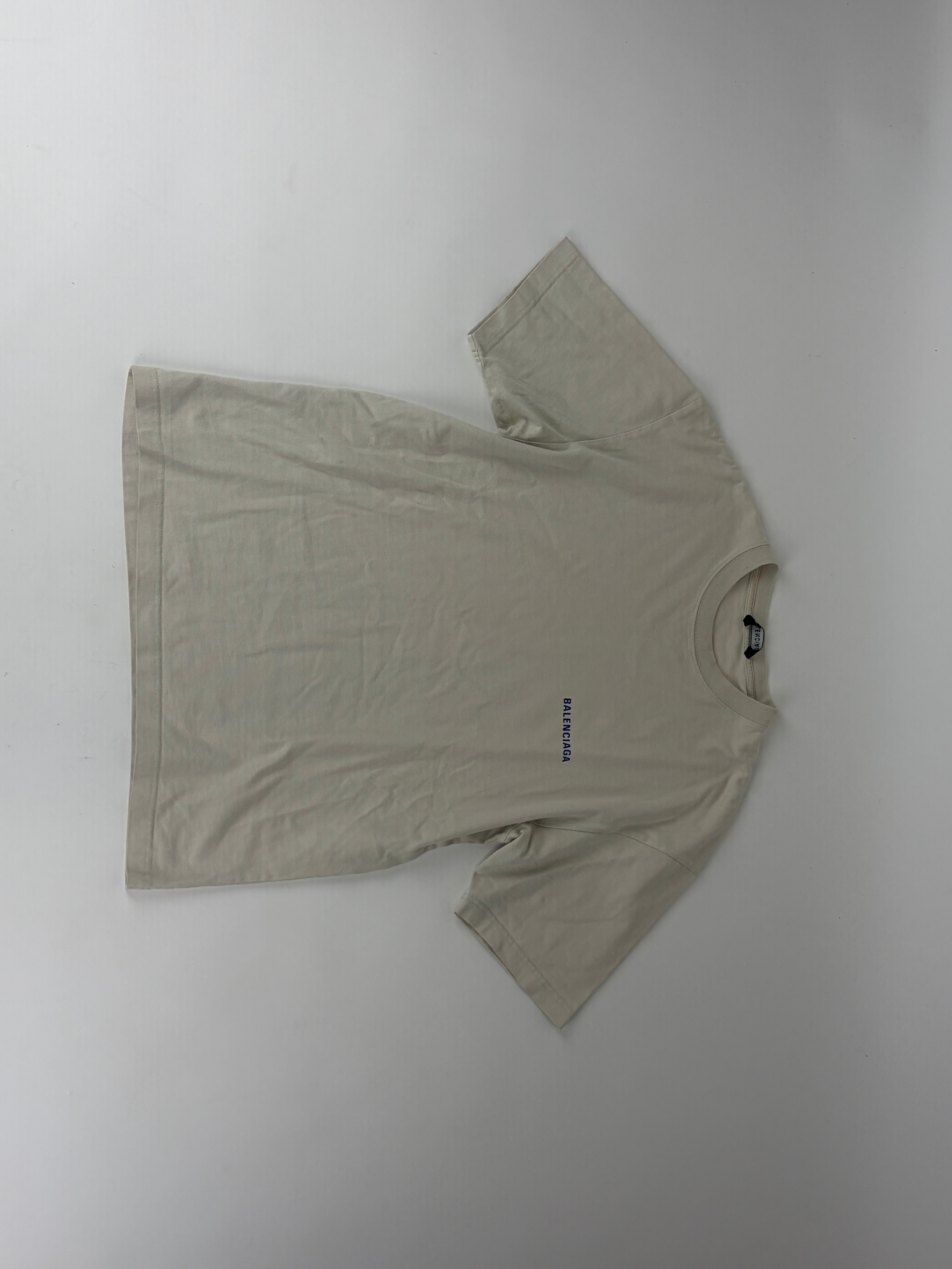 Balenciaga Short Sleeve Logo Tee 'Beige Blue' - Size XXS (ARCHIVE)
