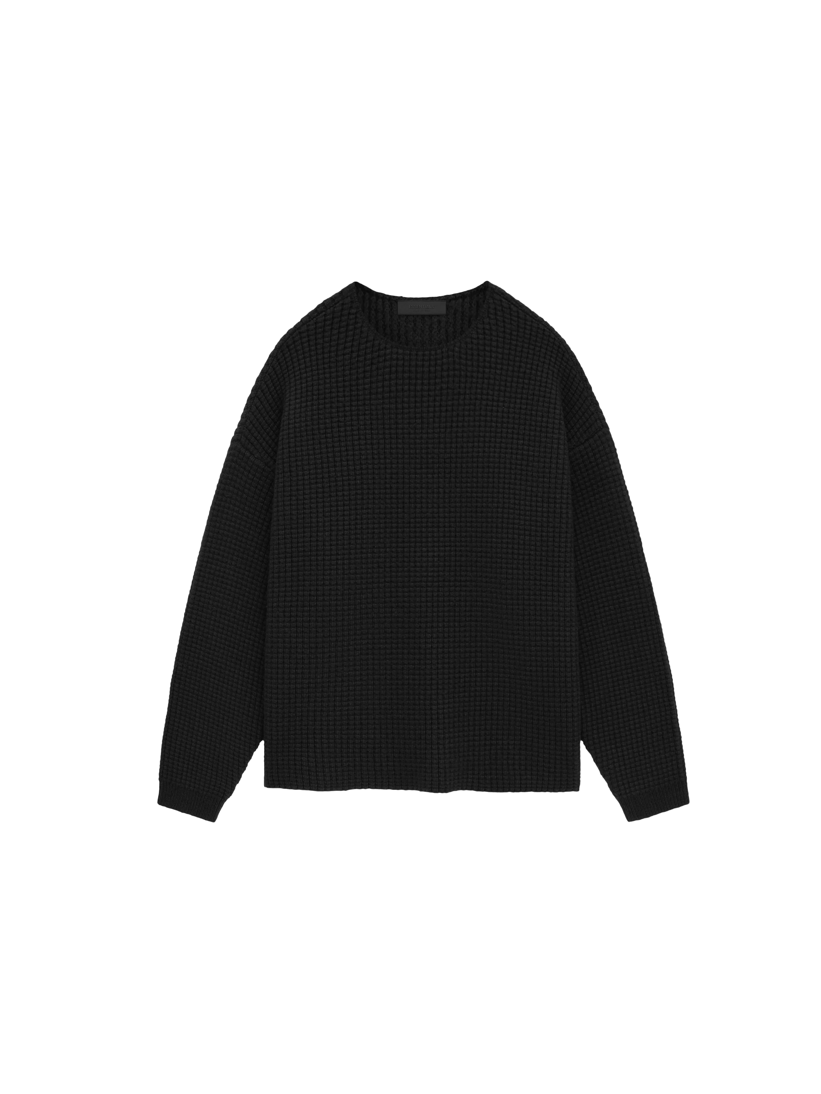 Fear of God Essentials Heavy Waffle Crewneck 'Black'-10040193319242-The Attic