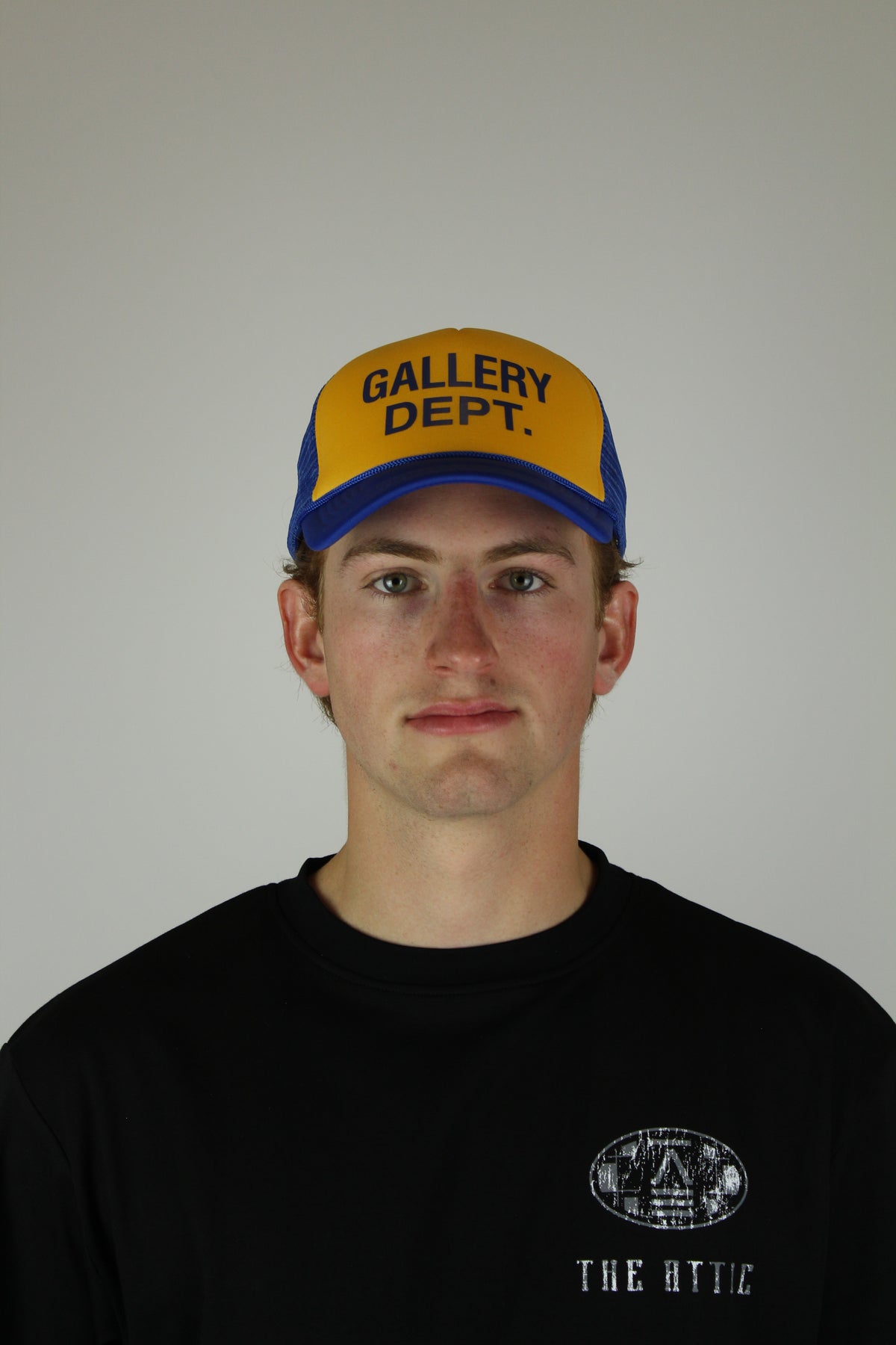 Gallery Dept. GD Logo Trucker Hat 'Yellow/Navy'-8747622498634-The Attic