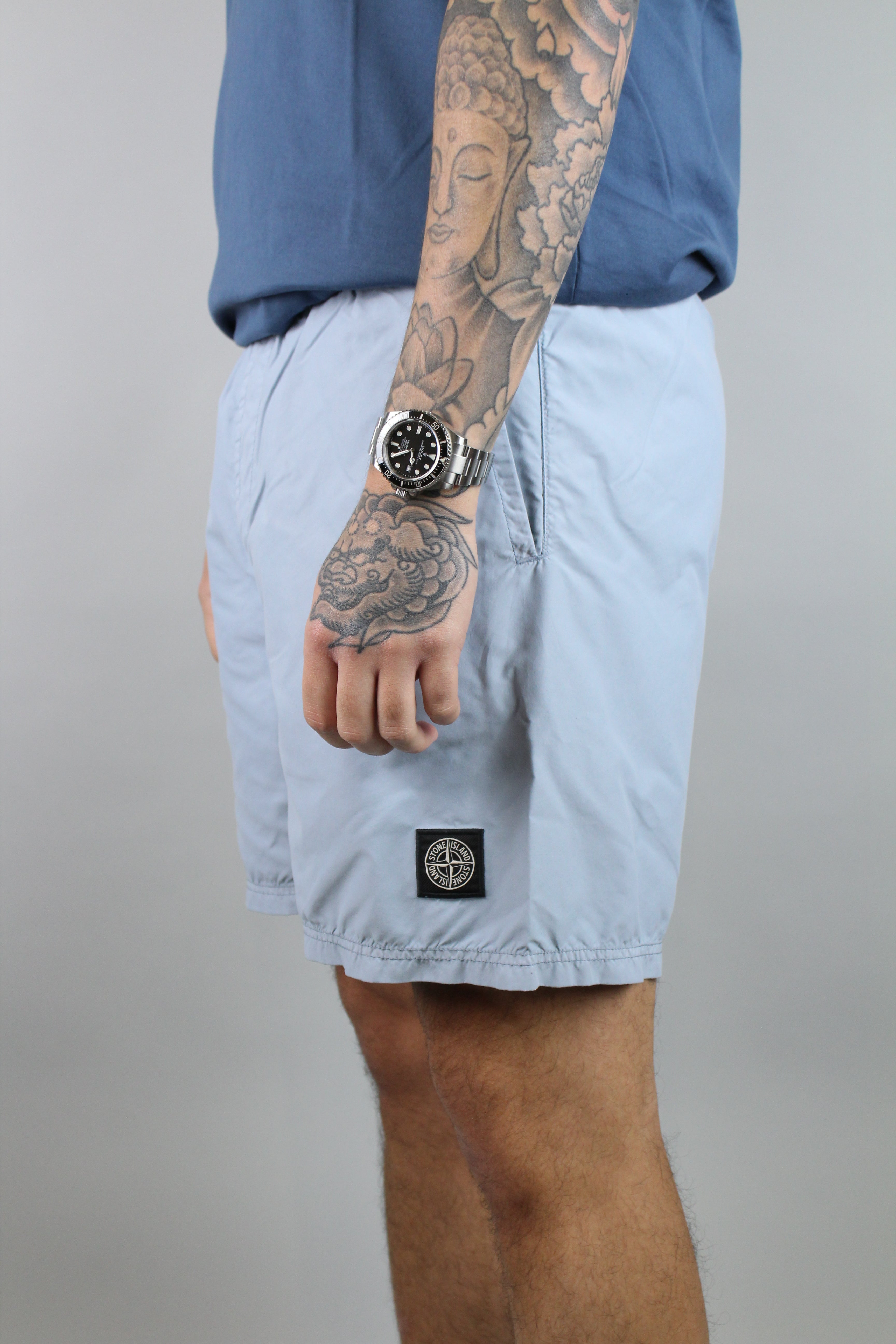 Stone Island Compass Logo Swim Shorts 'Sky Blue'-8747822448970-The Attic