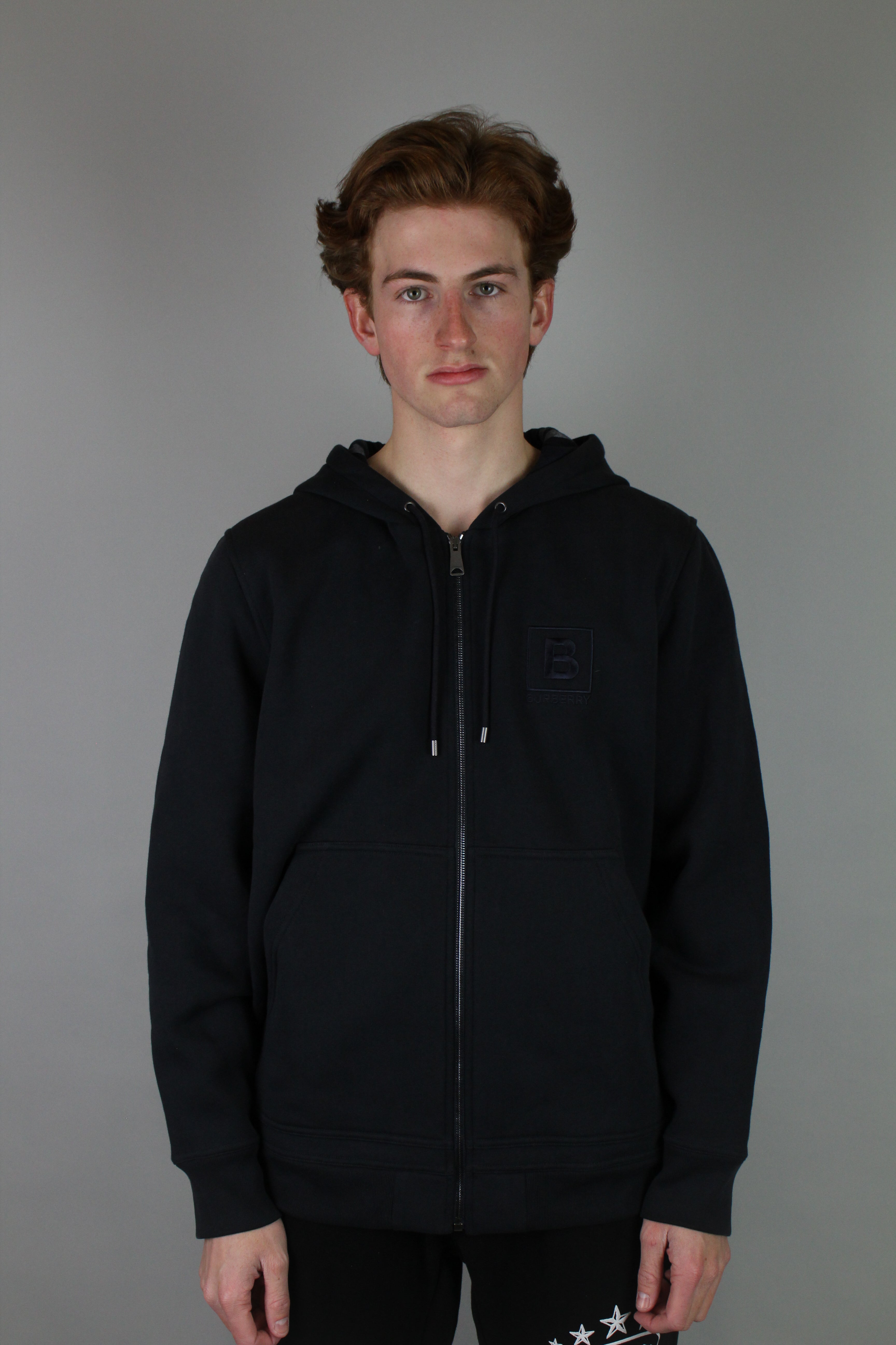 Burberry Letter Graphic Cotton Blend Zip Hoodie Navy - Size XXL (ARCHIVE)-8771983671626-The Attic