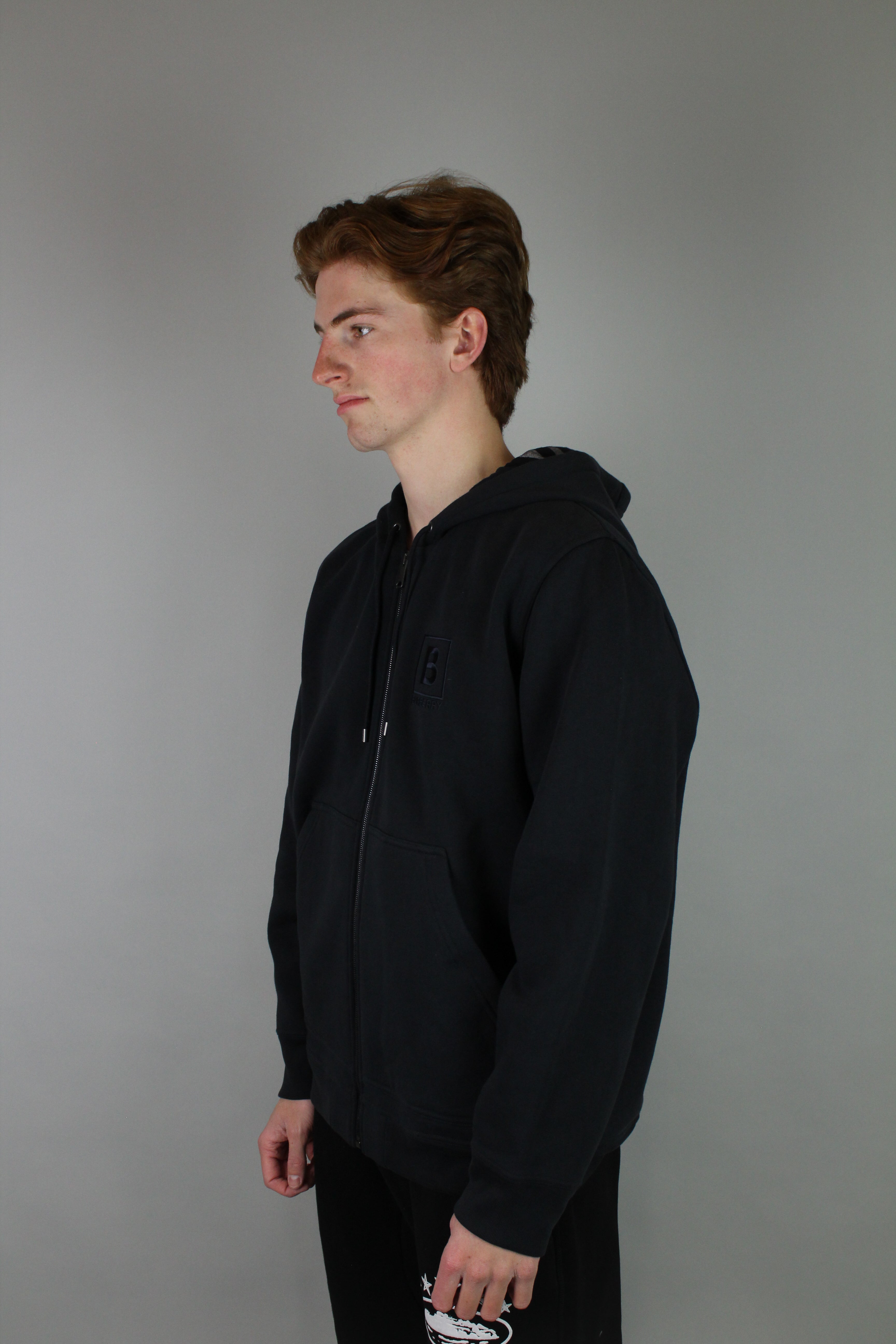 Burberry Letter Graphic Cotton Blend Zip Hoodie Navy - Size XXL (ARCHIVE)-8771983671626-The Attic