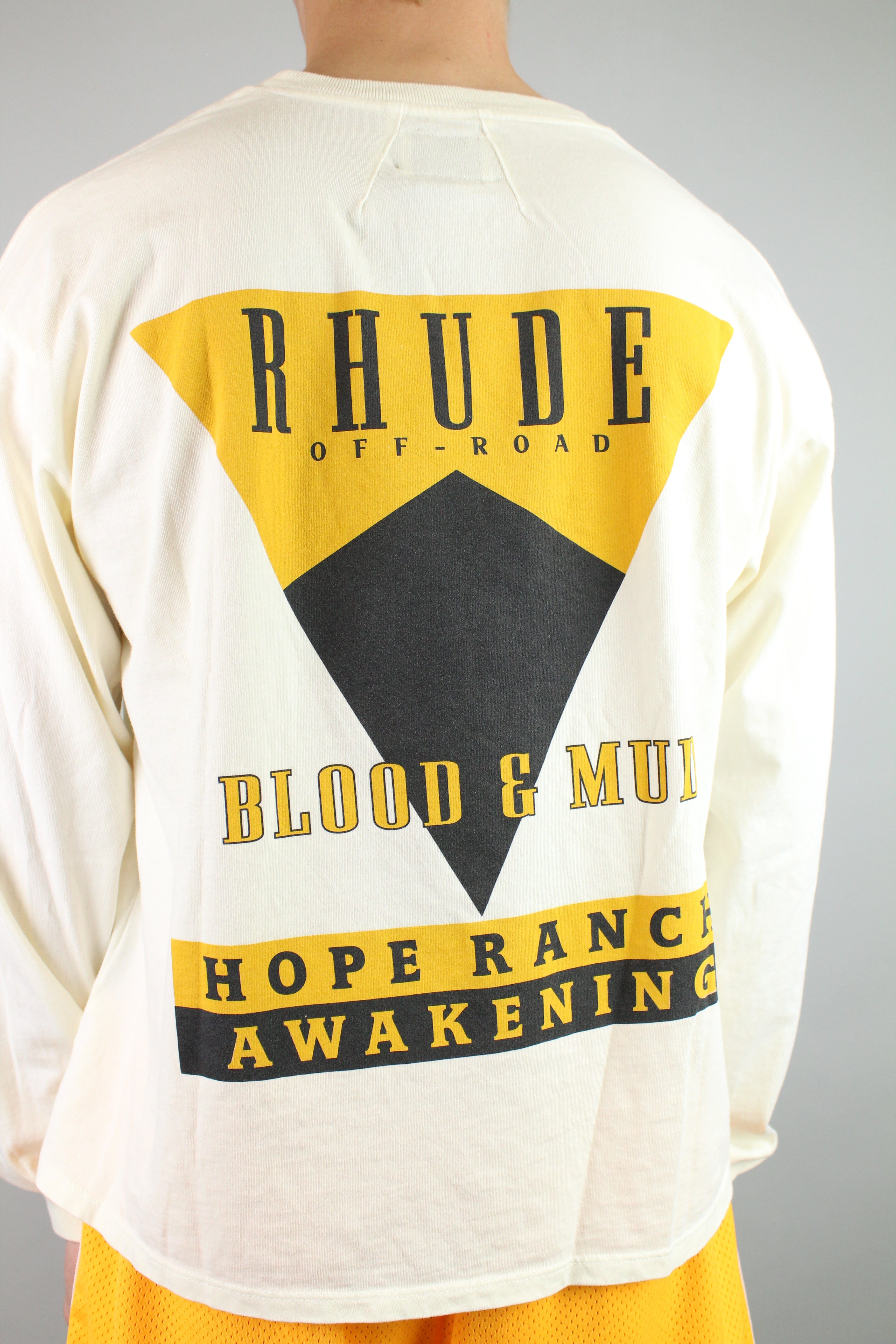 Rhude Blood And Mud Long Sleeve Tee 'White'-9348775182666-The Attic