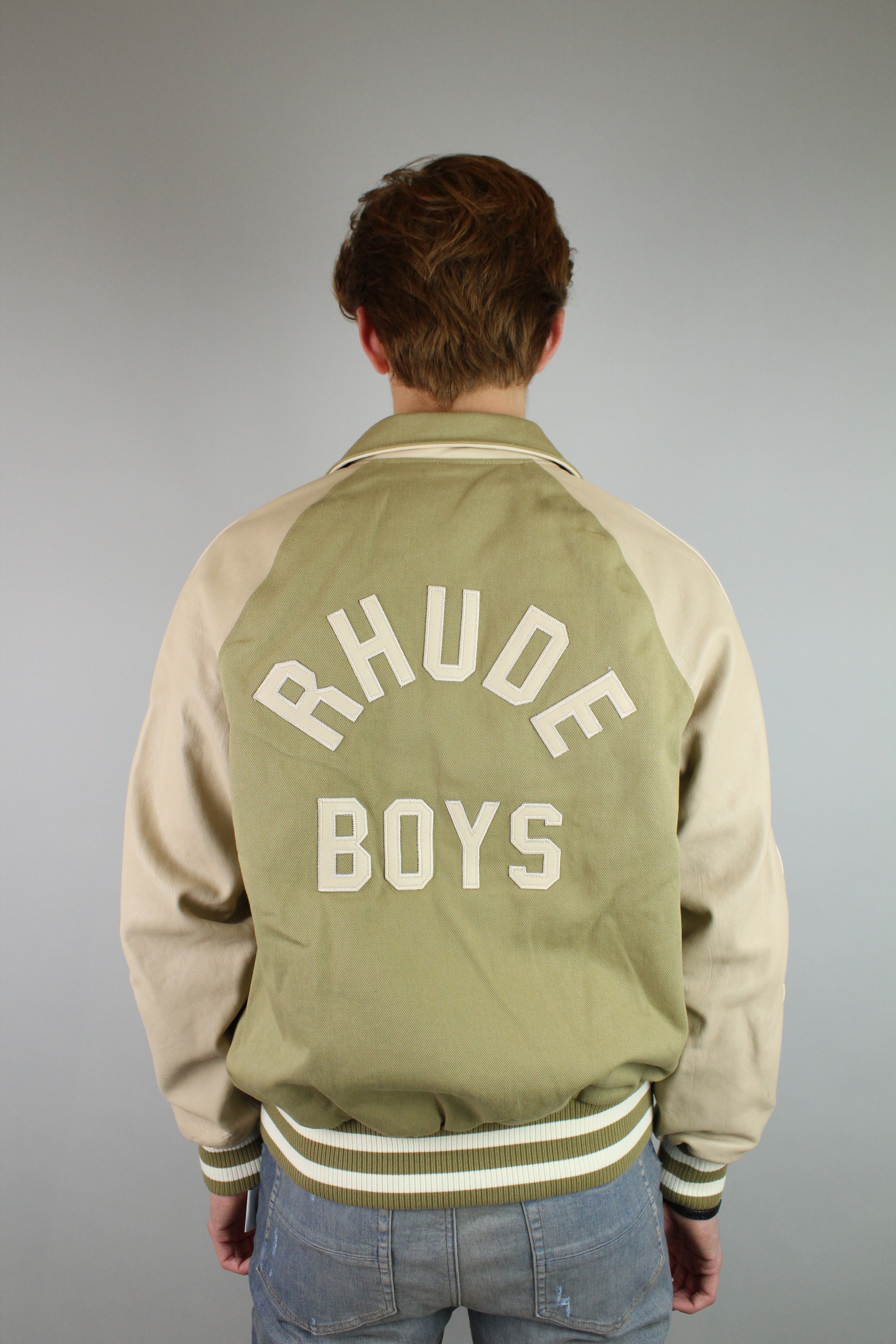 Rhude Twill 'Rhude Boys' Bomber Jacket 'Beige/Green'-9363665715530-The Attic