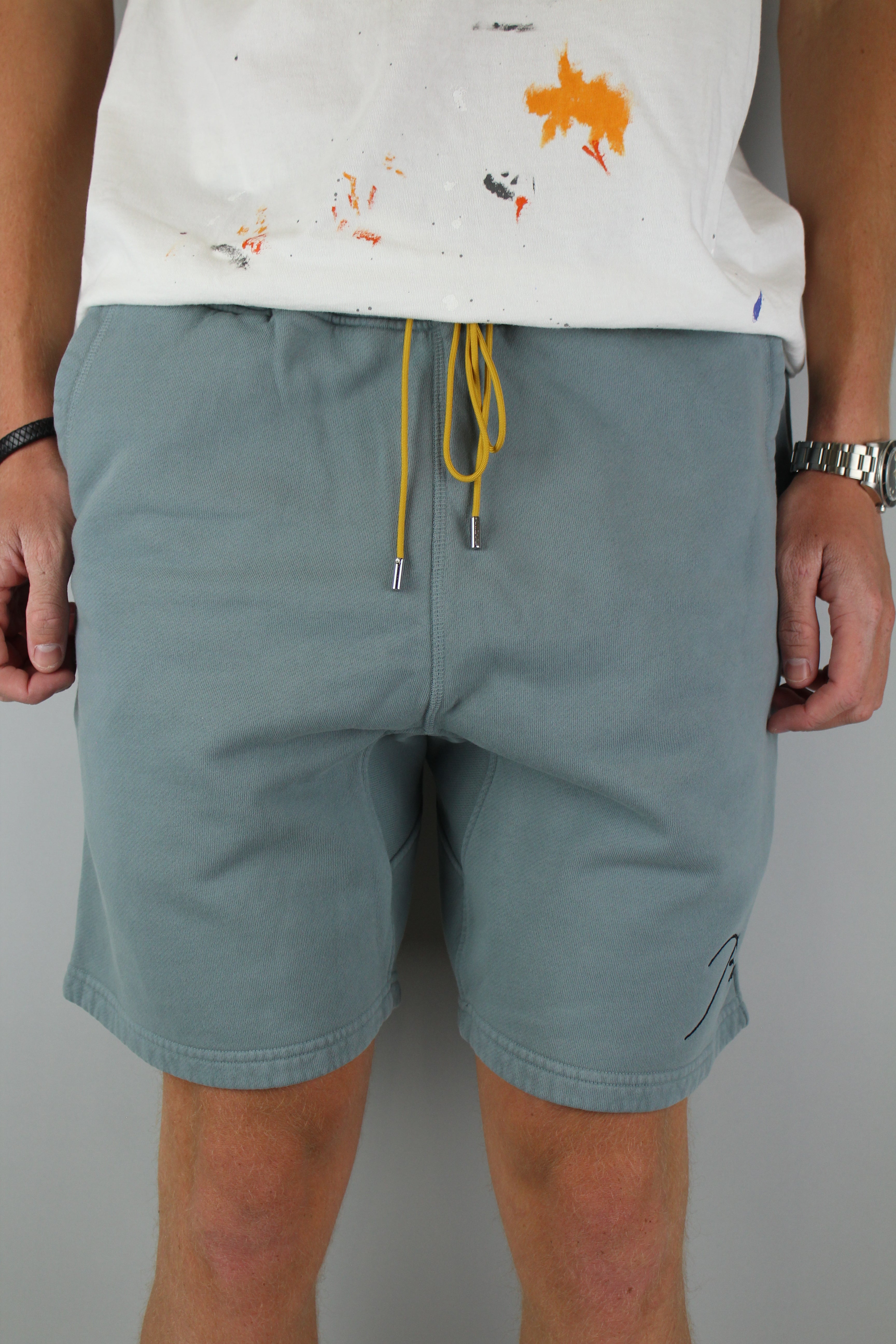 Rhude Logo Sweat Shorts 'Sage'-9464094556490-The Attic