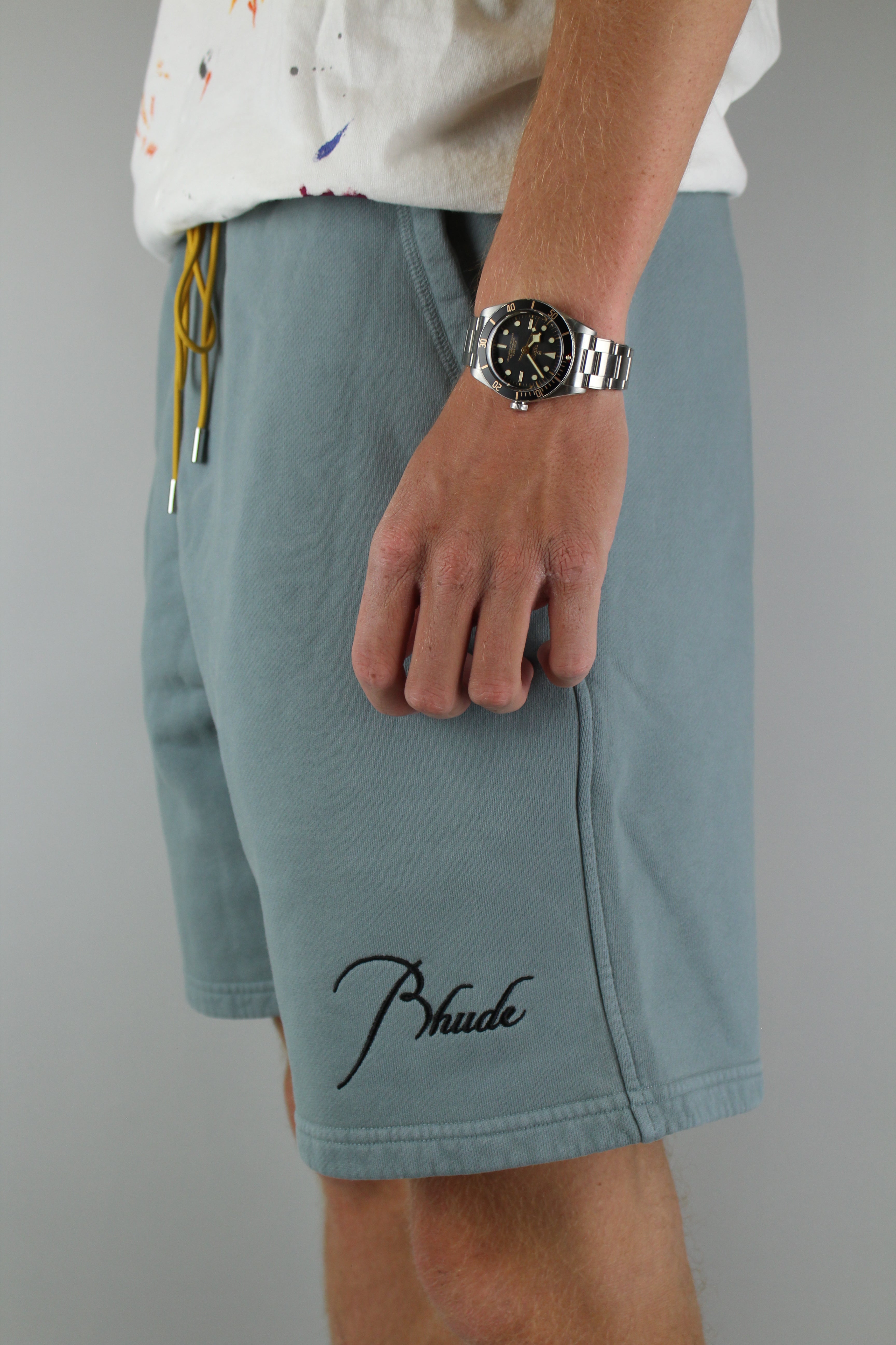 Rhude Logo Sweat Shorts 'Sage'-9464094556490-The Attic