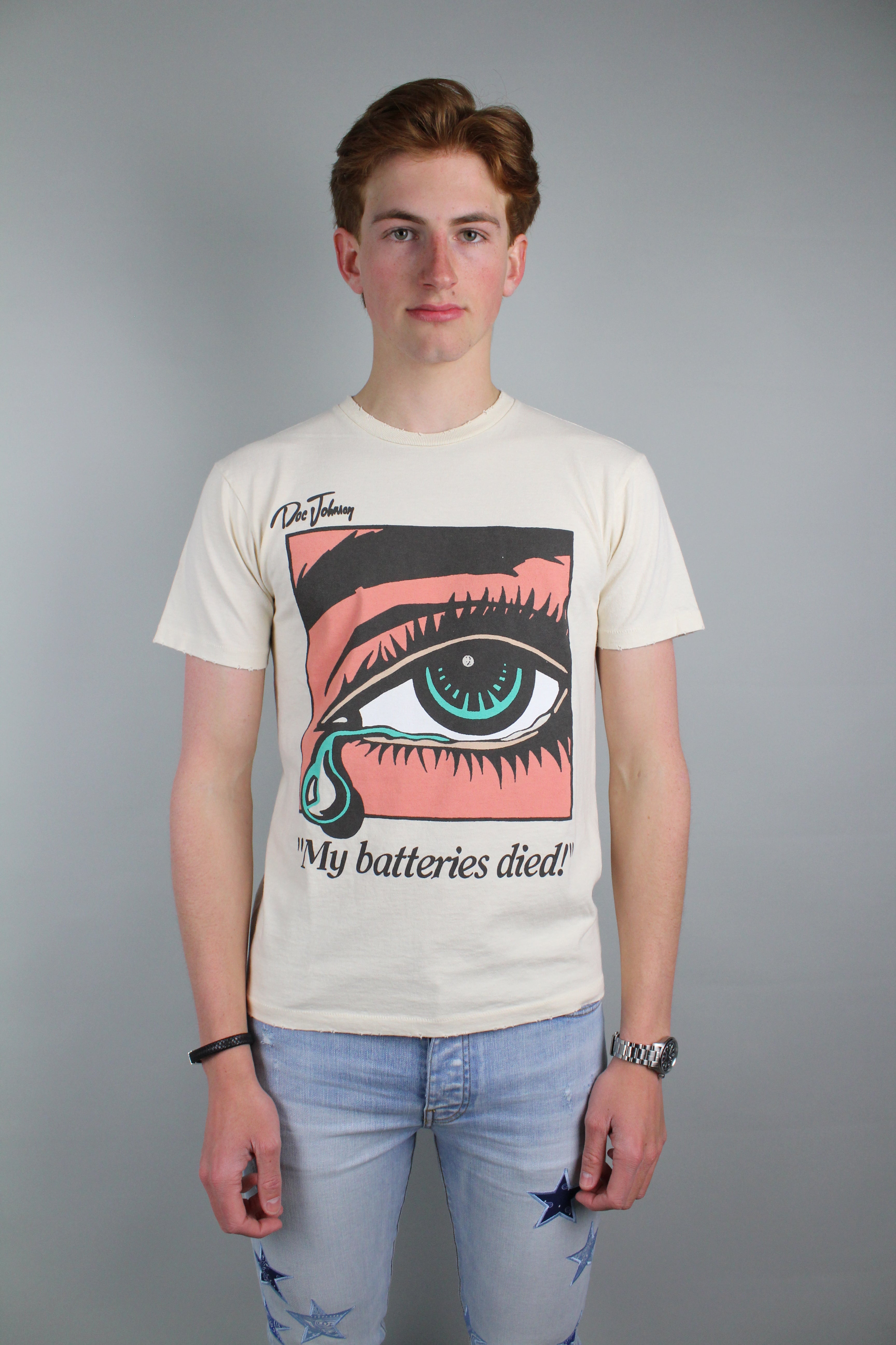 Gallery Dept. Dead Batteries T-Shirt 'Antique White'-8747004690762-The Attic