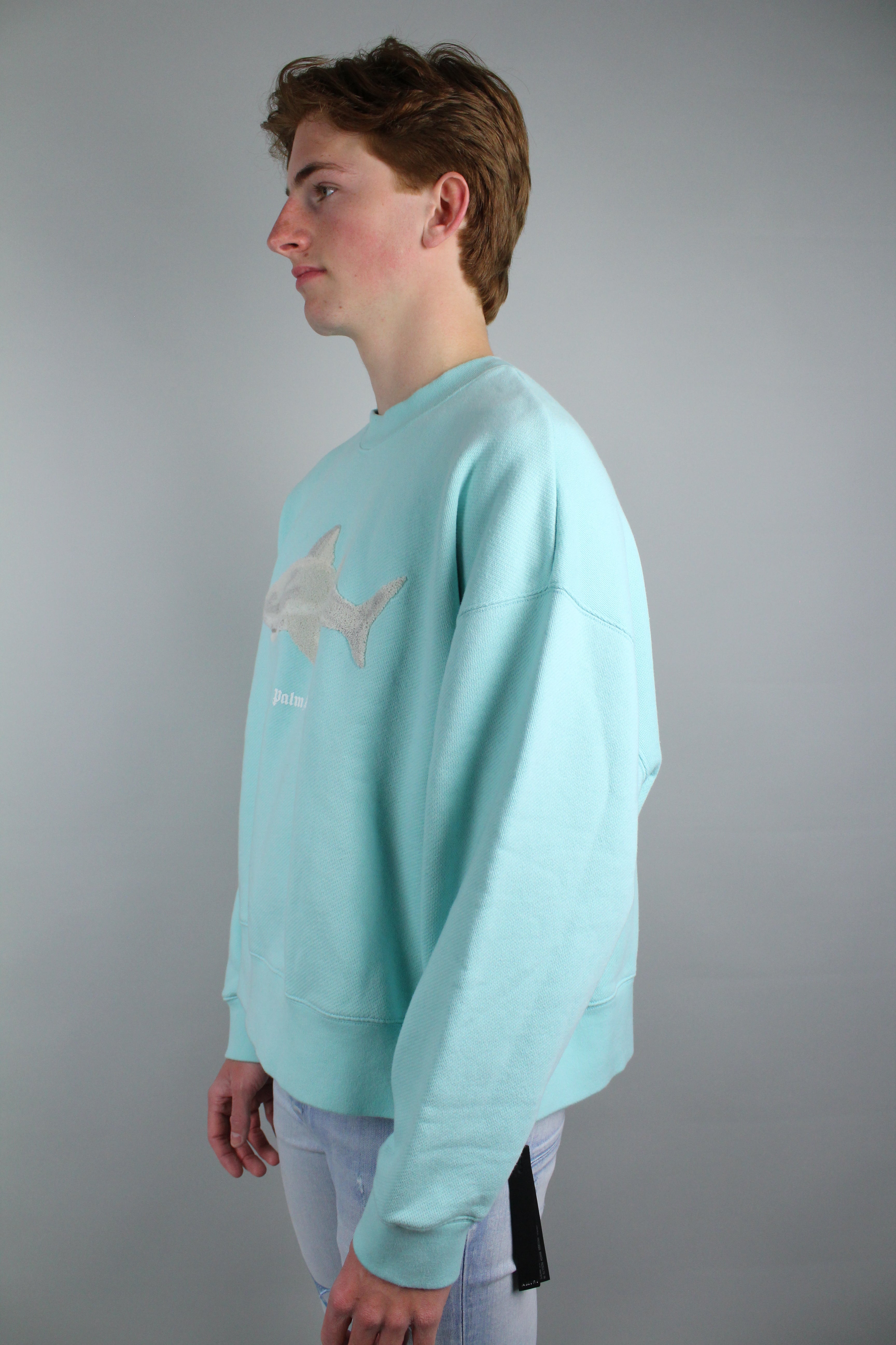 Palm Angels White Shark Sweater 'Blue'-8397282312522-The Attic