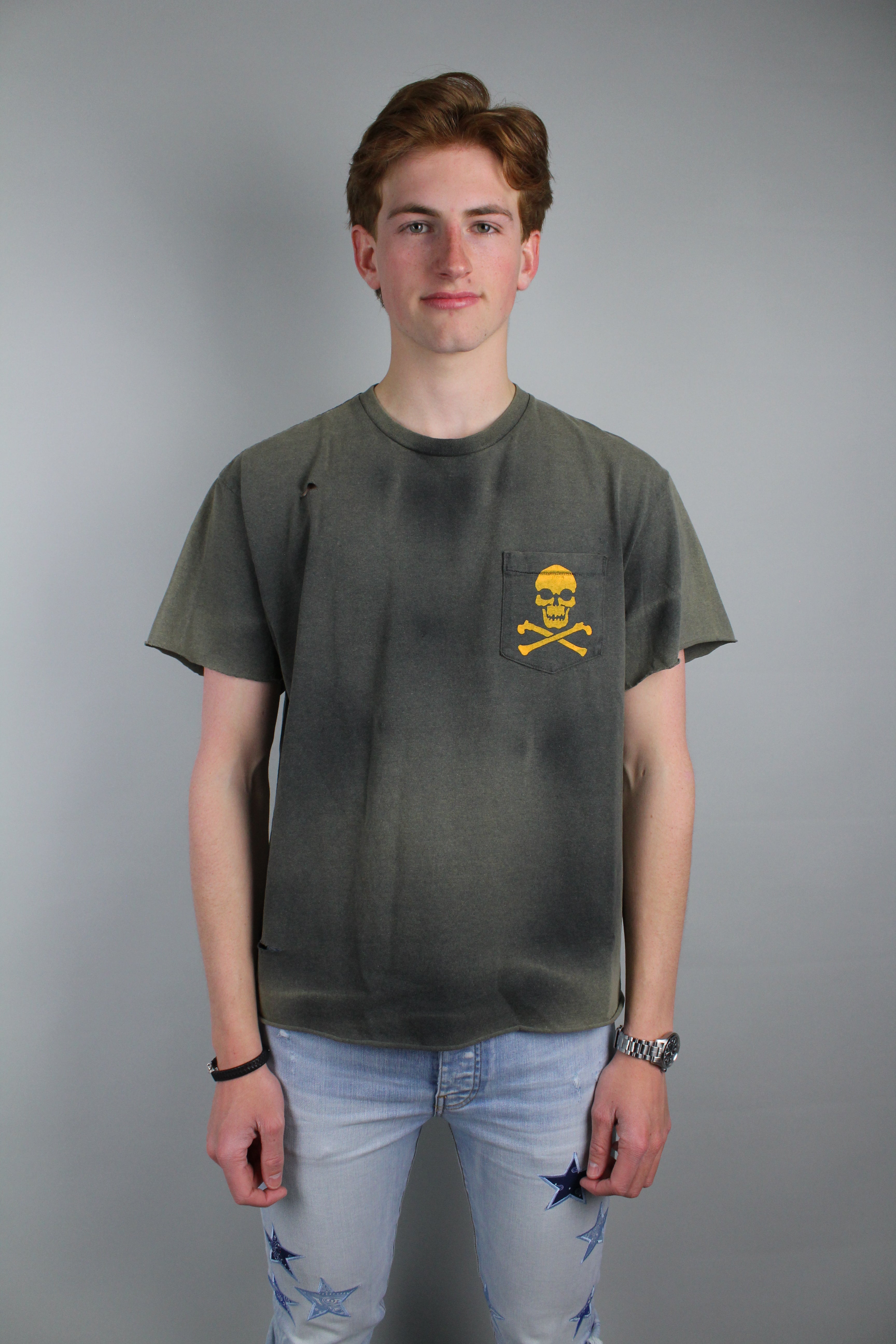 Gallery Dept. Pirate Zip T-Shirt 'Aged Black'-8747011047754-The Attic