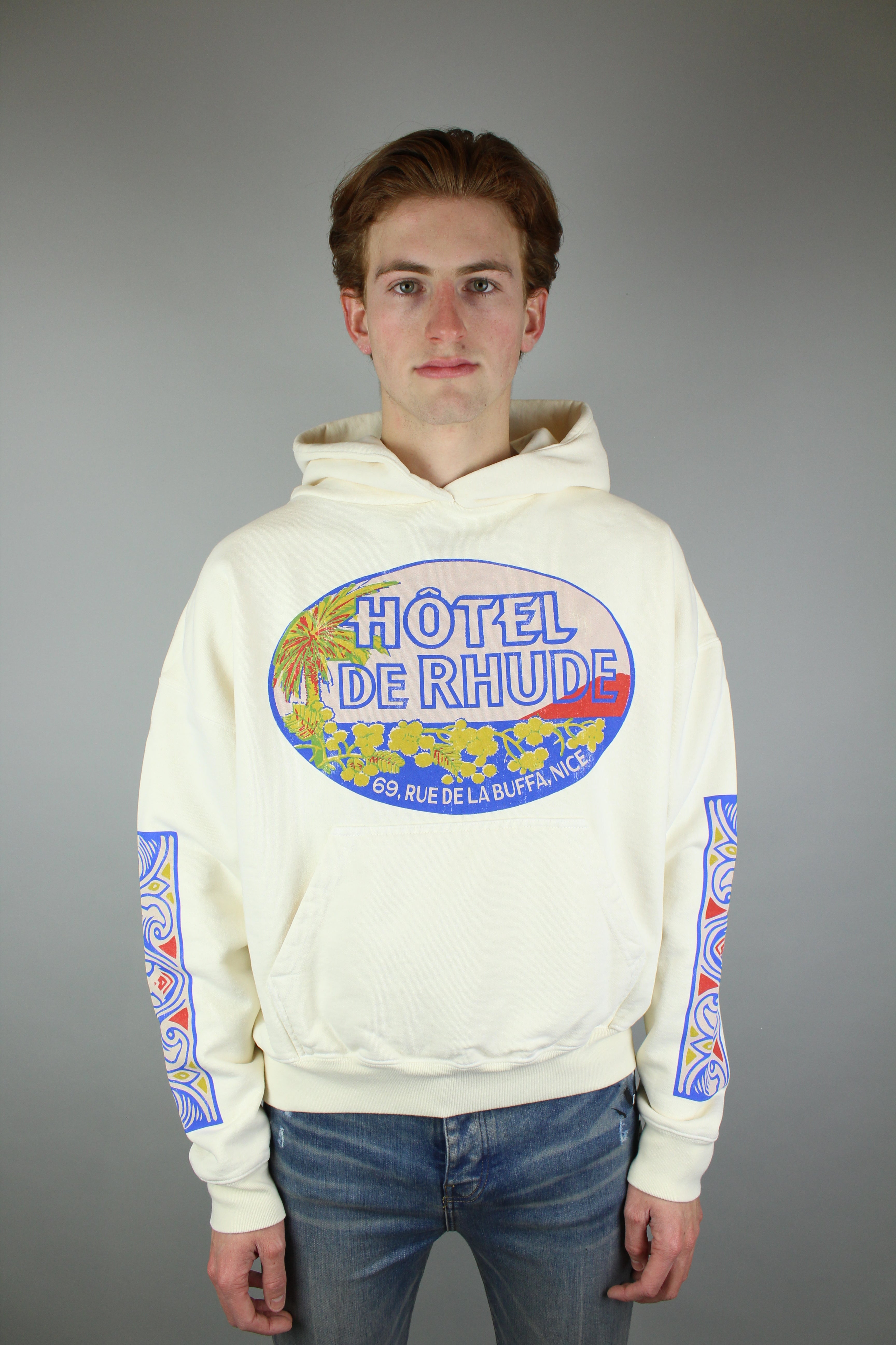 Rhude Hotel Hoodie 'Vintage White'-9620421149002-The Attic