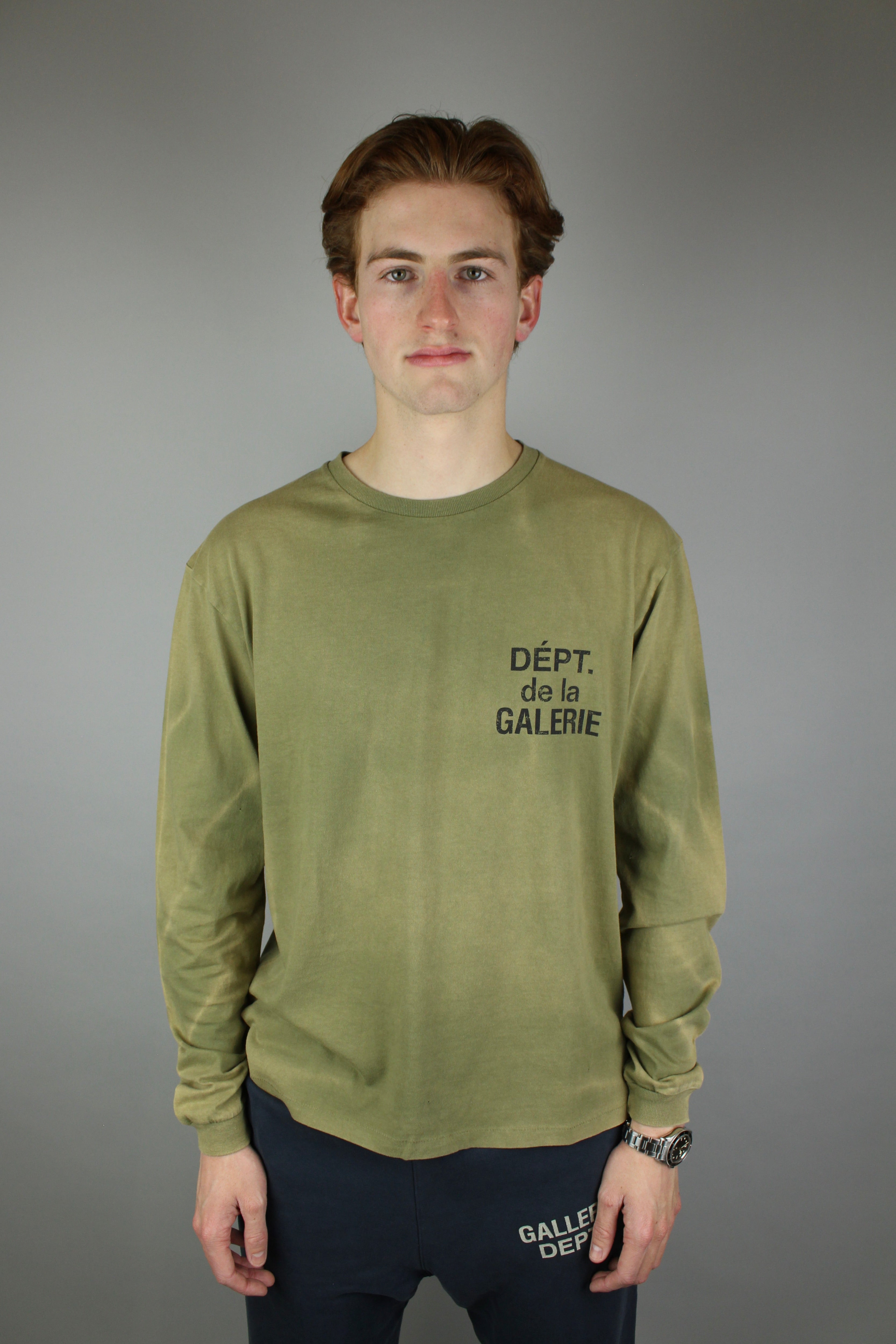Gallery Dept. French Longsleeve 'Olive' (Vintage Washing)-9621243396426-The Attic