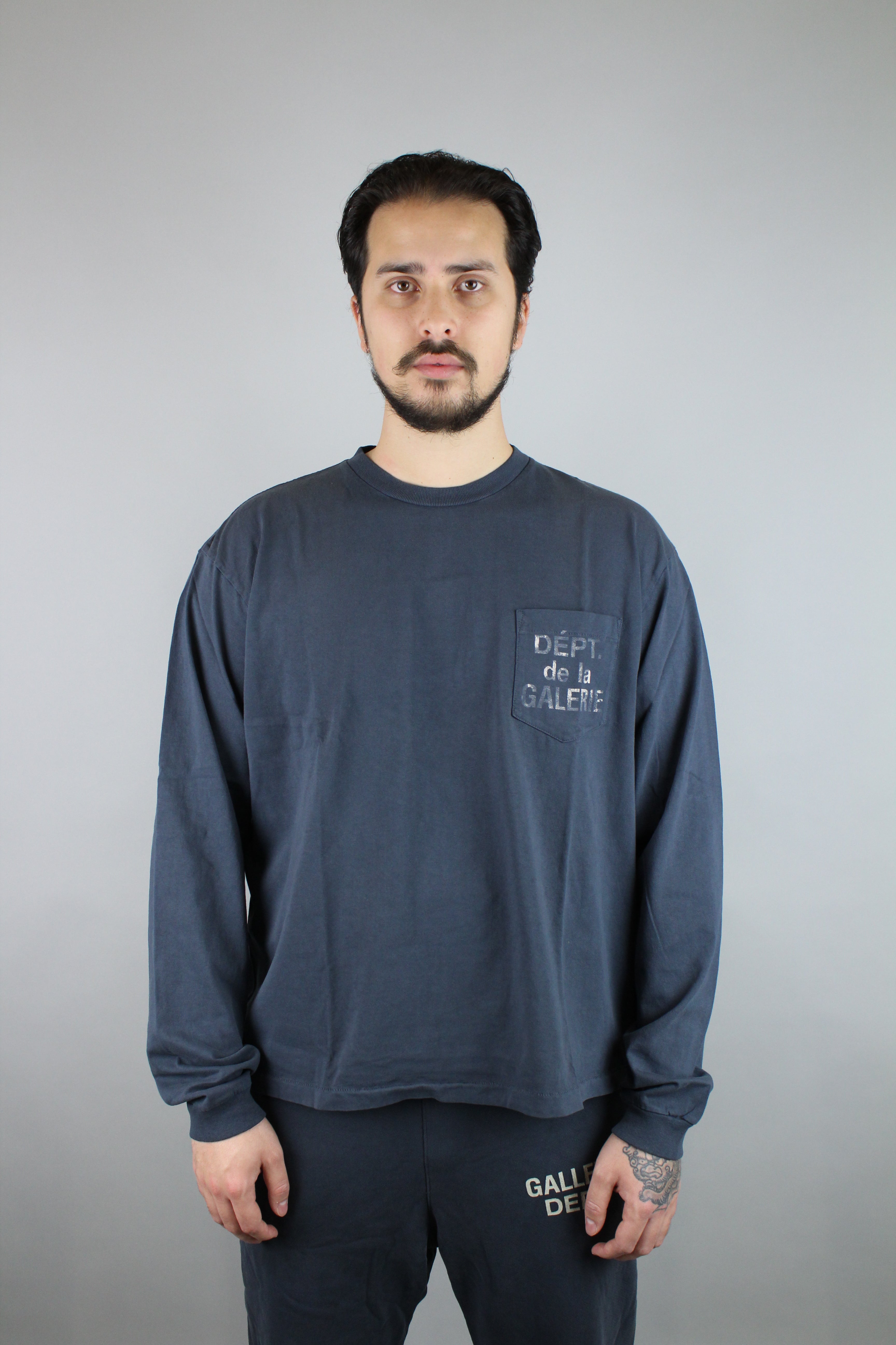 Gallery Dept. French Logo Pocket Longsleeve 'Vintage Black'-8743620641098-The Attic