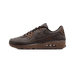 Side view of a brown Nike Air Max 90 sneaker with tonal stitching, suede overlays, a visible Air window in the midsole, and a translucent brown outsole, toe pointing left.