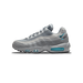 Side profile of a grey Nike Air Max 95 with a teal Swoosh and teal 'air max' lettering on the upper, teal visible Air units in the midsole, and the toe pointing left.