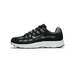 Side profile of a black and grey Nike P-6000 sneaker with the toe pointing left, showing the Swoosh logo, black and grey mesh overlays, and a white midsole with 'REACT' lettering.