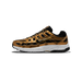 Side profile of a single Nike P-6000 sneaker with metallic gold synthetic overlays, black mesh panels, a gold and black embroidered Swoosh, and a white midsole with black outsole, toe pointing left.