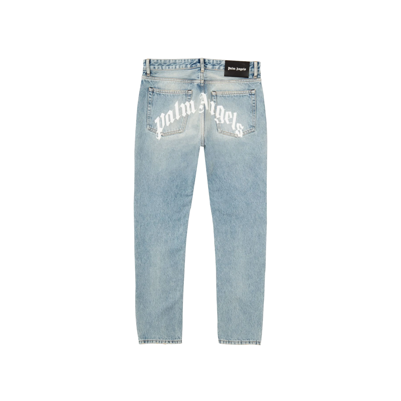 Palm Angels Curved Logo Print Straight Fit Jeans 'Light Blue'