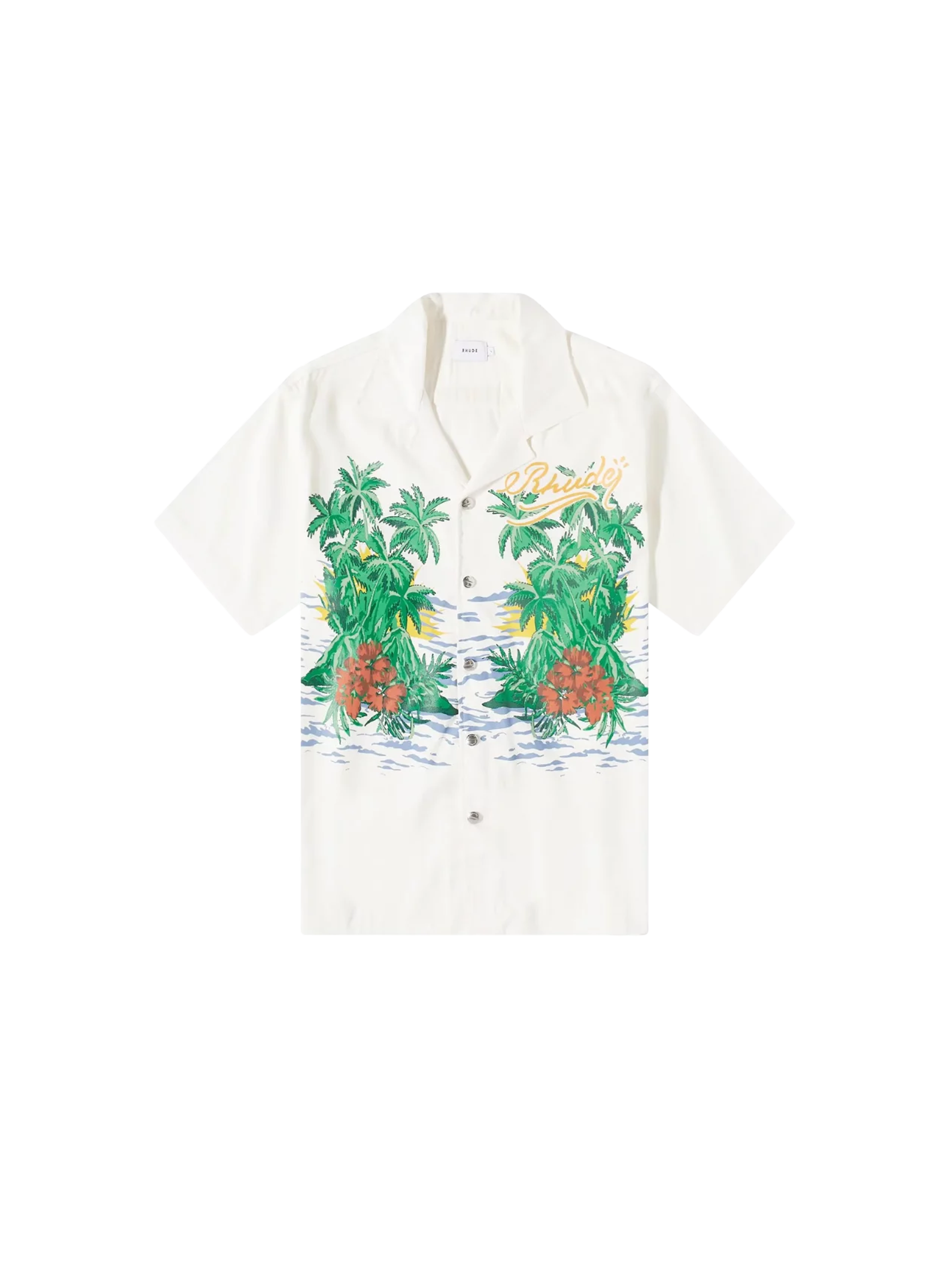 Rhude Palmas Snap Vacation Shirt 'White'-9348759093578-The Attic