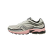 Lateral view of a Saucony OG ProGrid Omni 9 running shoe in white and gray mesh with black overlays and a pink midsole