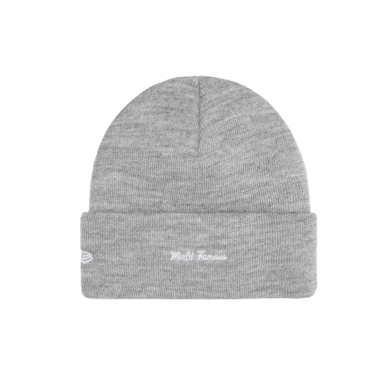 supreme new era box logo beanie heather grey premium knit streetwear beanie with red box logo at The Attic