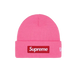 supreme new era box logo beanie magenta premium knit streetwear beanie with red box logo at The Attic