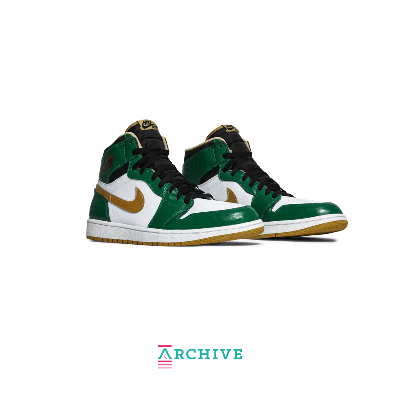 Air Jordan 1 High OG Celtics sneaker with green and black leather upper and classic Air Jordan branding