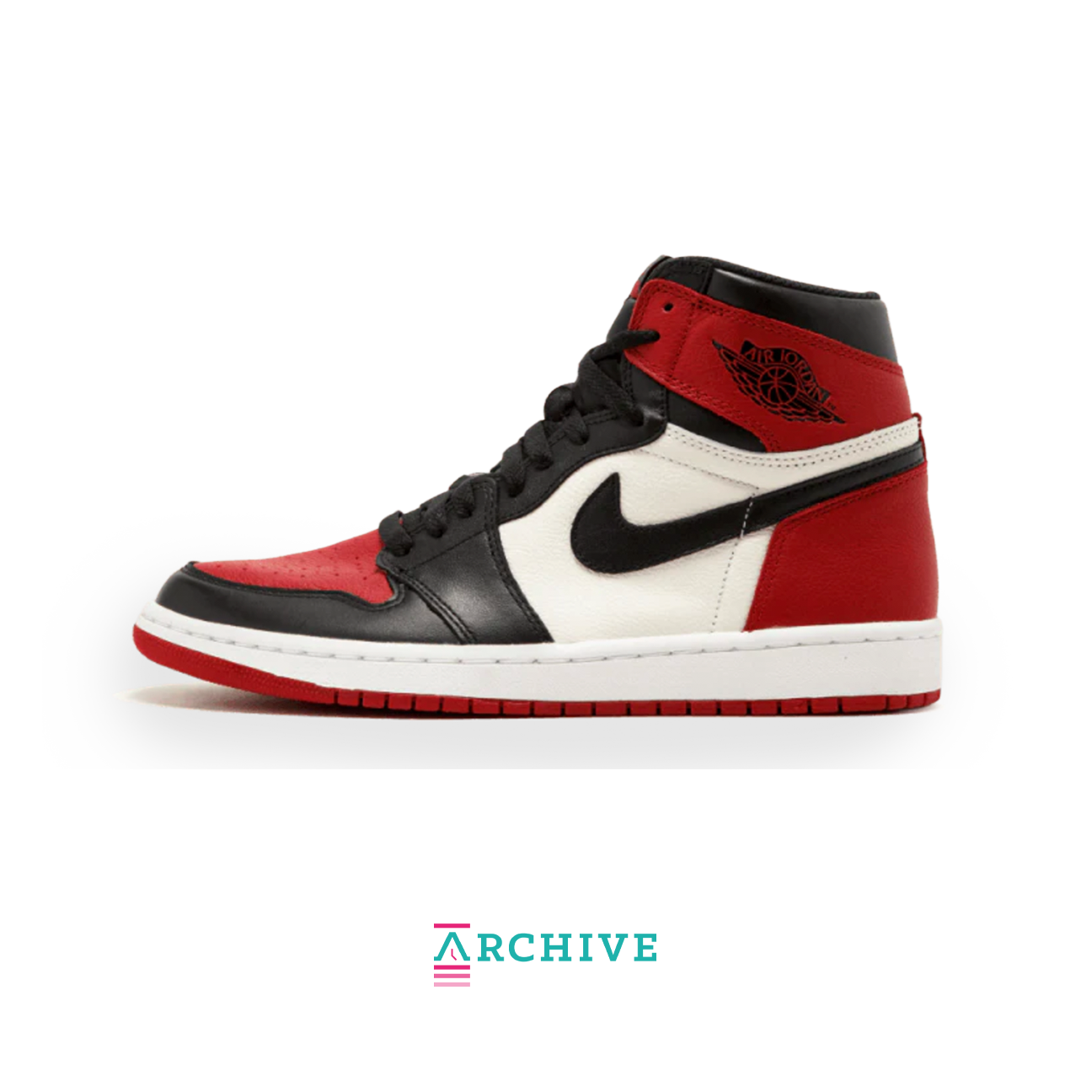 Air Jordan 1 Retro High OG Bred 555088-610 with black and varsity red leather upper, classic high-top silhouette