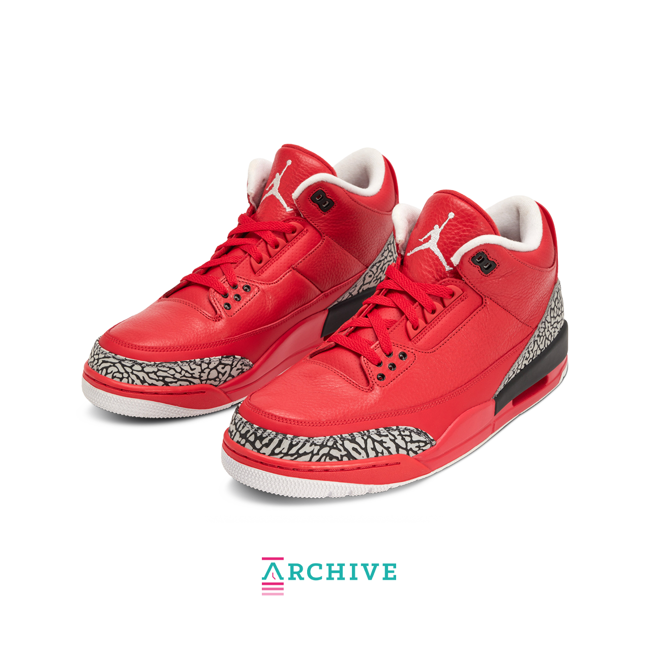 Air Jordan 3 Retro DJ Khaled Grateful Red with bright red leather upper and elephant print overlays