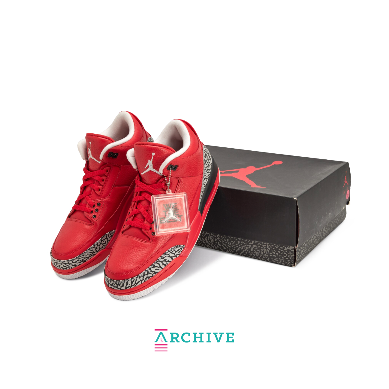 Air Jordan 3 Retro DJ Khaled Grateful Red with bright red leather upper and elephant print overlays