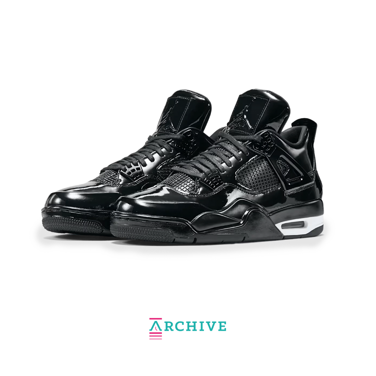 Air Jordan 4 11Lab4 sneaker with glossy patent leather upper premium construction and iconic Jordan 4 silhouette available at The Attic
