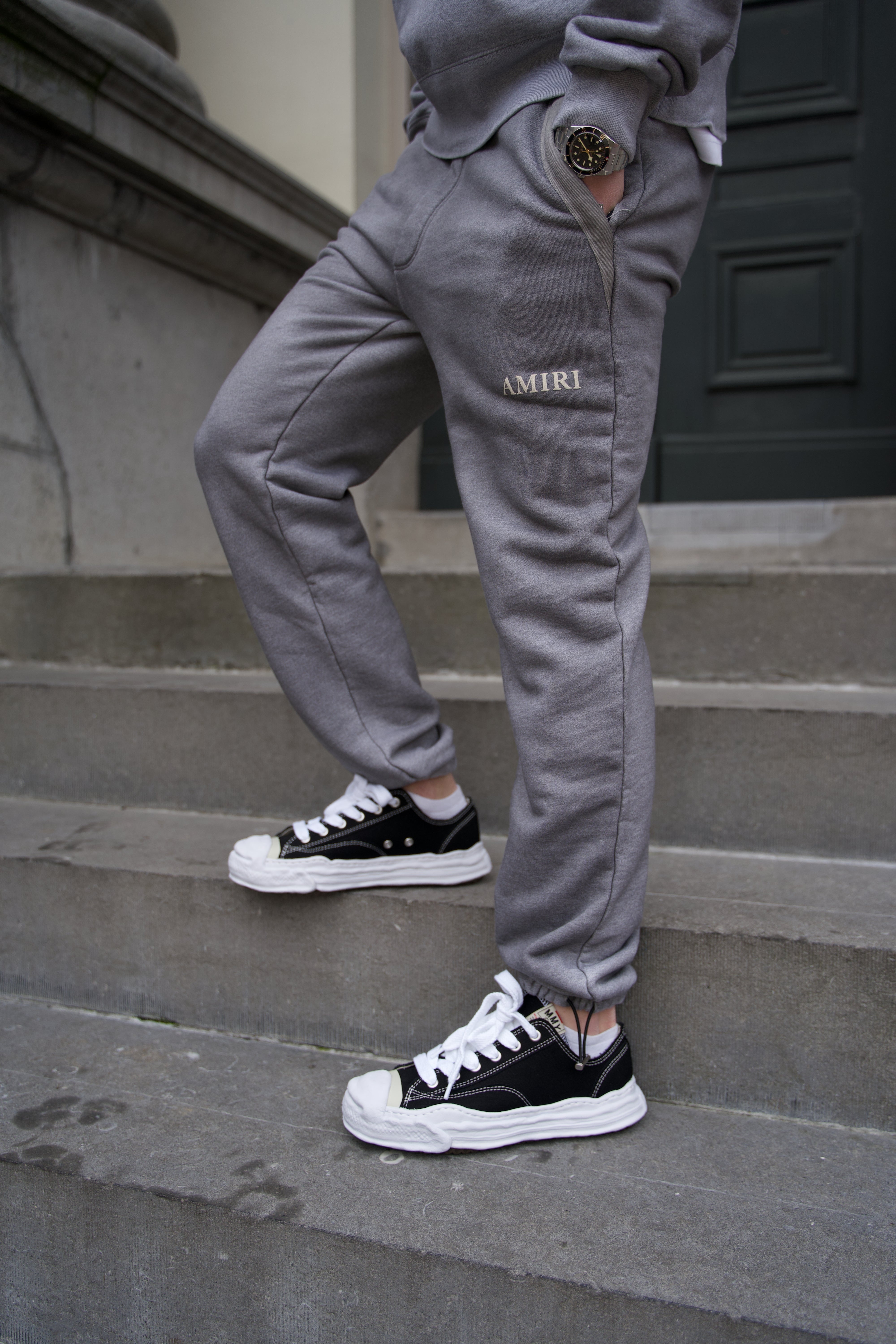Amiri Aged Puff Logo Sweatpants 'Grey'-9642075652426-The Attic