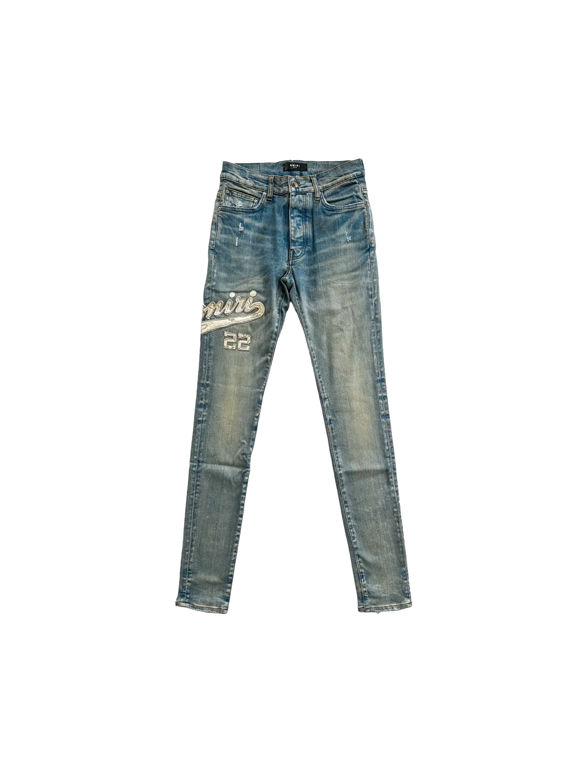 Amiri Varsity Applique Logo Jeans 'Clay Indigo'-9644377702730-The Attic