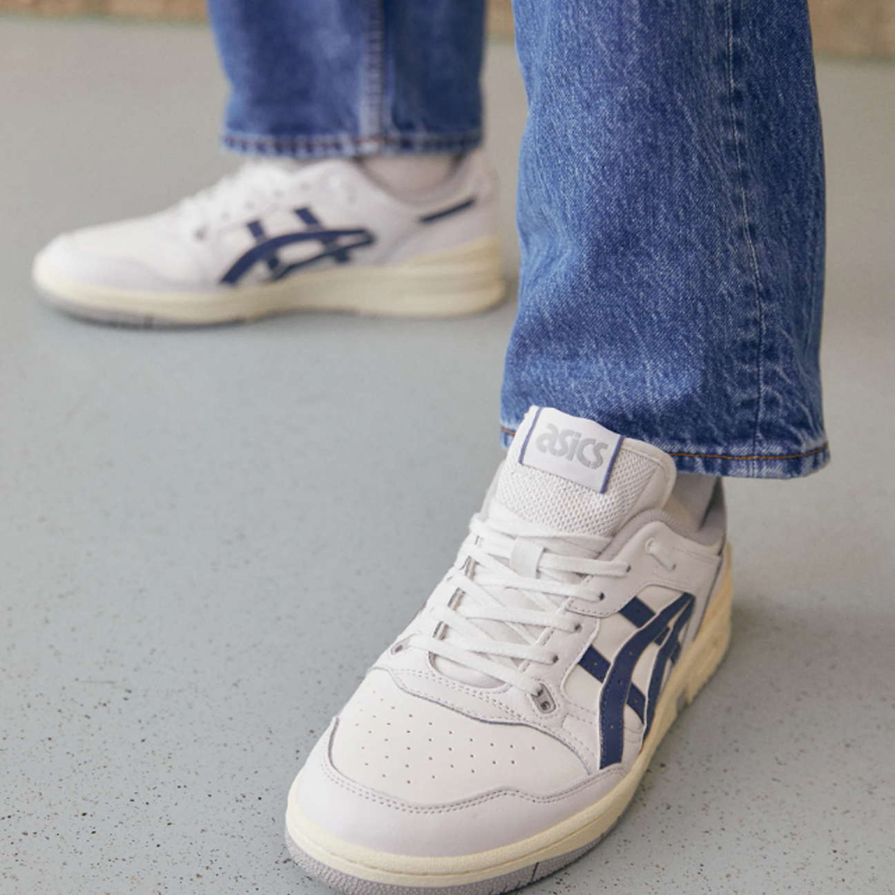 ASICS EX89 White Grand Shark sneaker with leather upper retro basketball design and cushioned sole for everyday wear available at The Attic