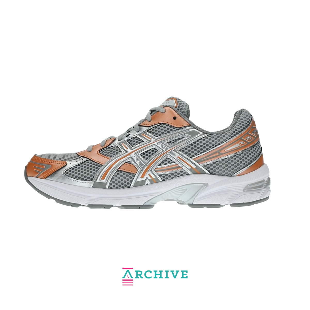 ASICS GEL 1130 sneakers in cement grey with rust orange accents and breathable mesh construction available at The Attic Streetwear
