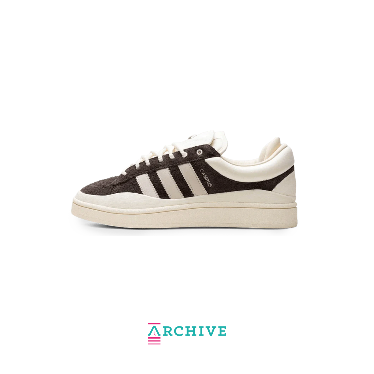 Bad Bunny x adidas Campus Deep Brown sneaker with suede upper tonal brown finish and signature Bad Bunny details