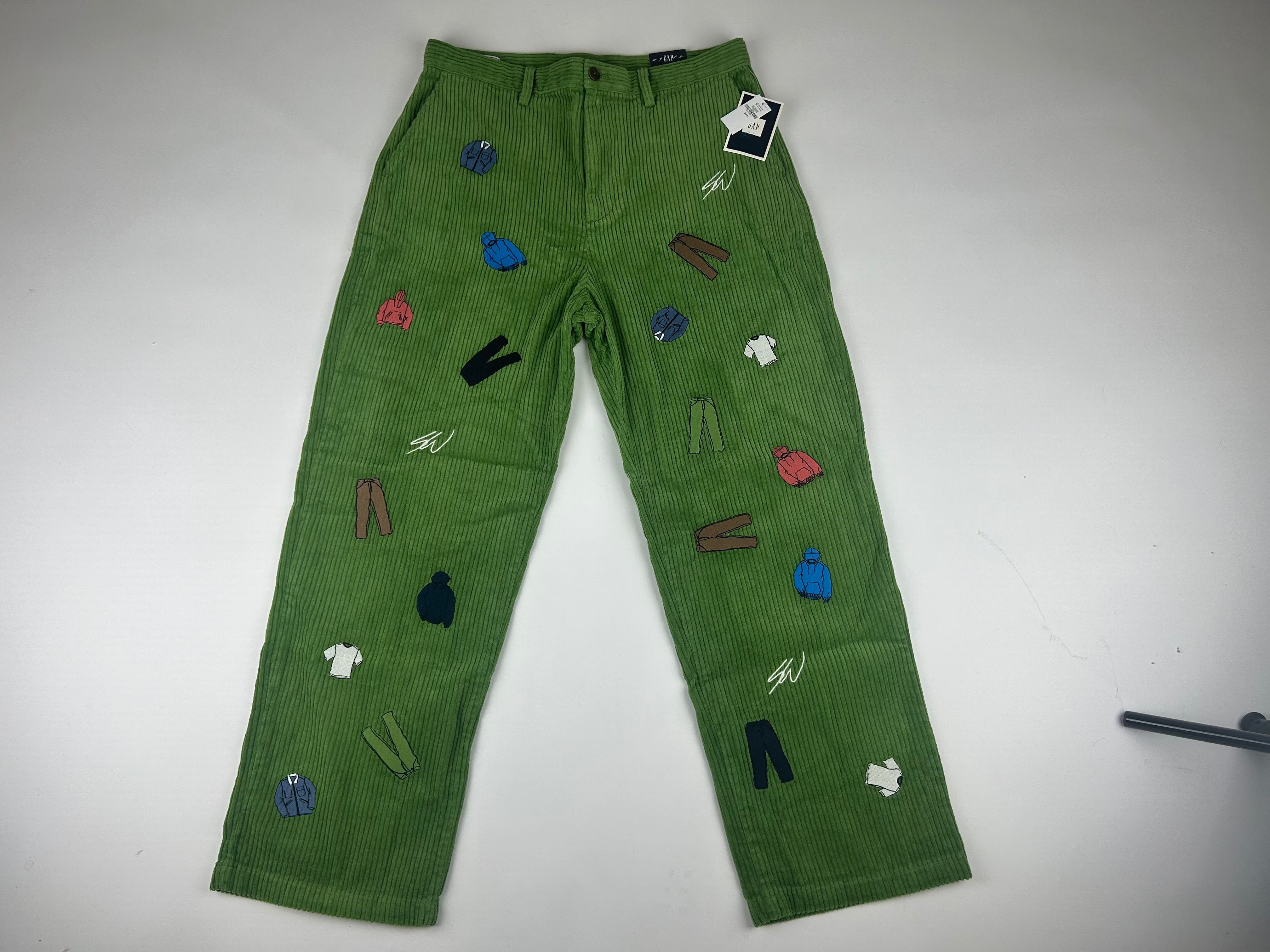 Gap Re-Issue × Sean Wotherspoon Embroidered Corduroy Relaxed 'Green' - Size 34W/32L (ARCHIVE)