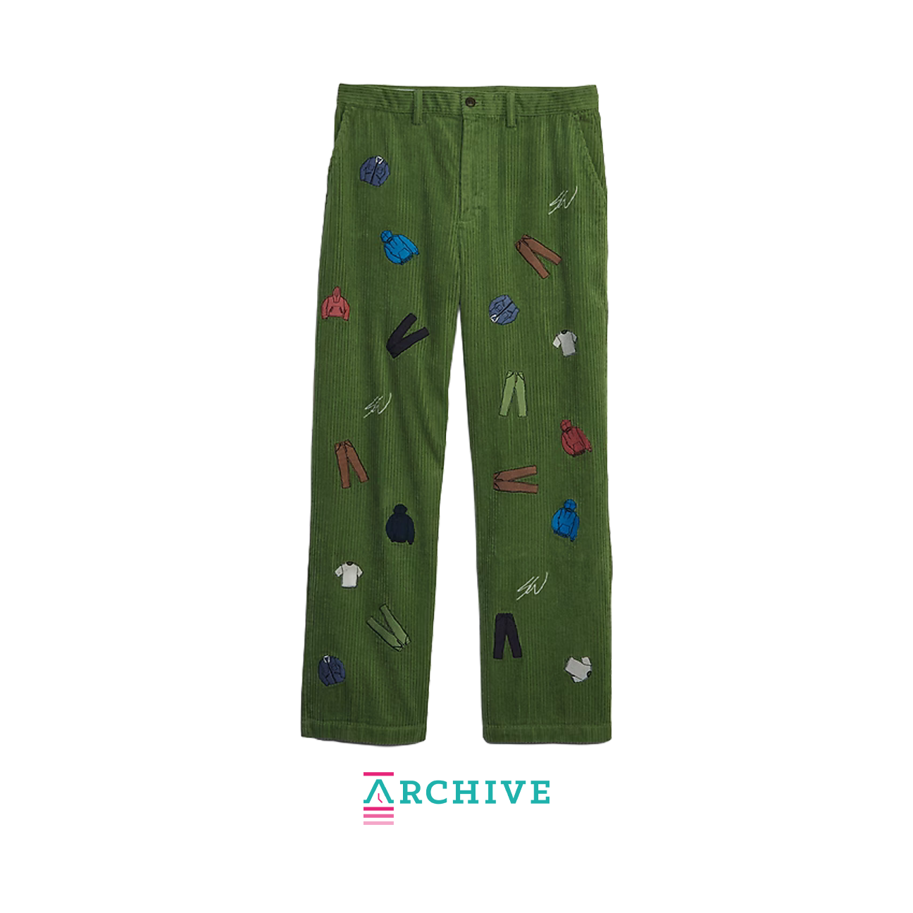 Gap Re-Issue × Sean Wotherspoon Embroidered Corduroy Relaxed 'Green' - Size 34W/32L (ARCHIVE)