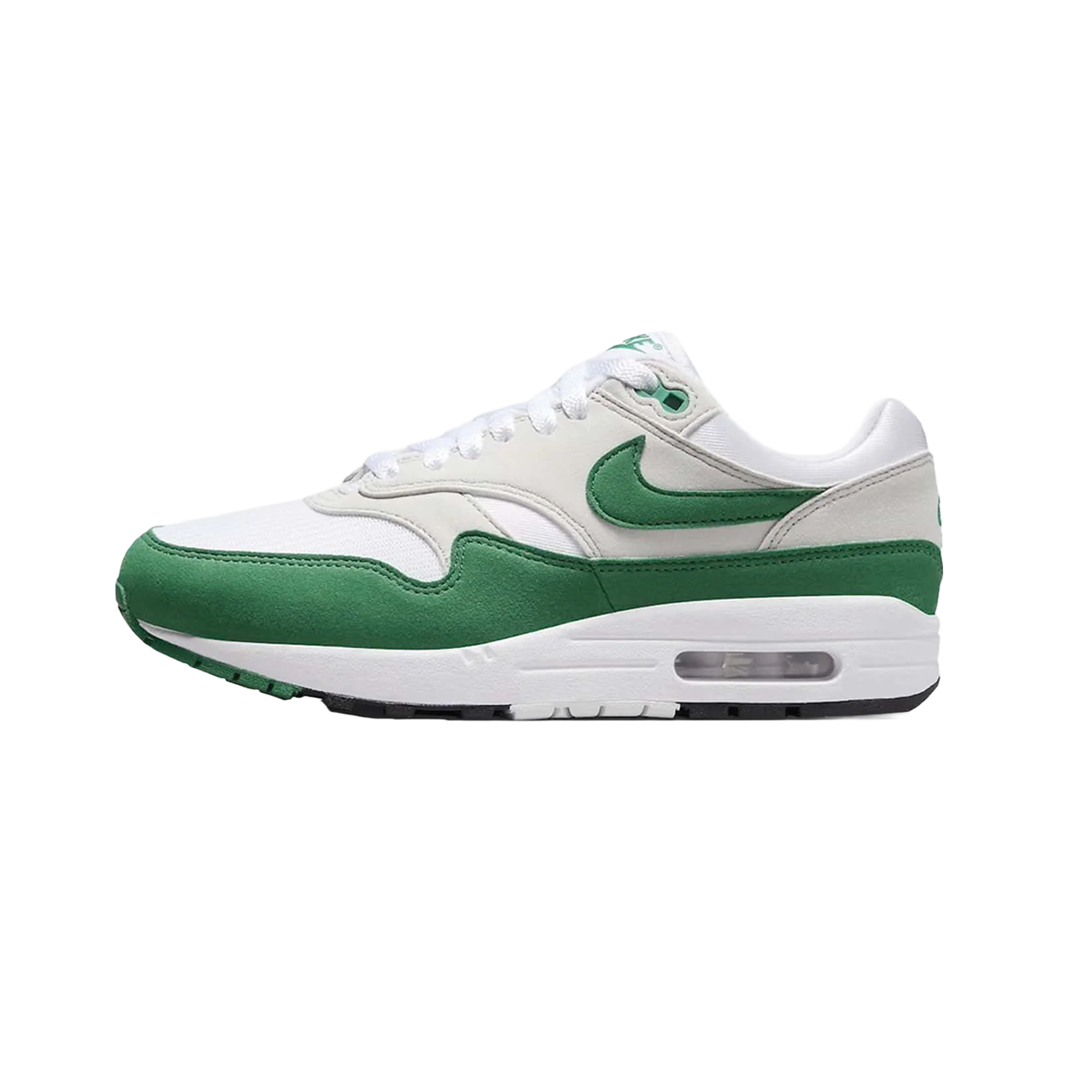 Nike Air Max 1 87 Wmns Malachite sneaker with white mesh upper and green accents available the attic