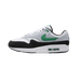 Nike Air Max 1 White Black Stadium Green sneaker with white mesh upper black detailing and green accents