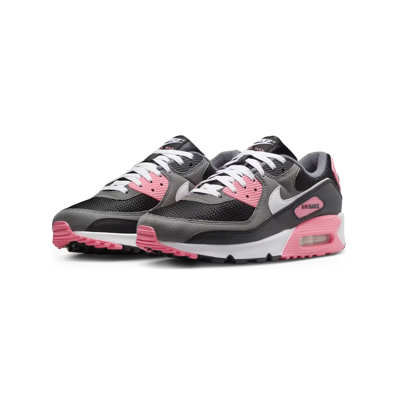 Nike Air Max 90 Black Sunset Pulse sneaker with black upper and vibrant Sunset Pulse accents available at The Attic