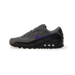 Nike Air Max 90 Iron Grey Wild Grape sneaker with mesh and leather upper purple accents and classic Air Max cushioning available at The Attic