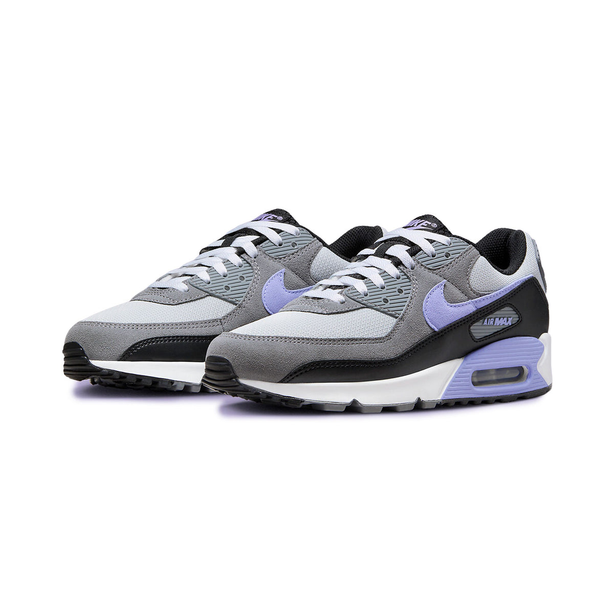Nike Air Max 90 Photon Dust Light Thistle sneaker with mesh and leather upper soft pastel tones and classic Air Max cushioning available at The Attic