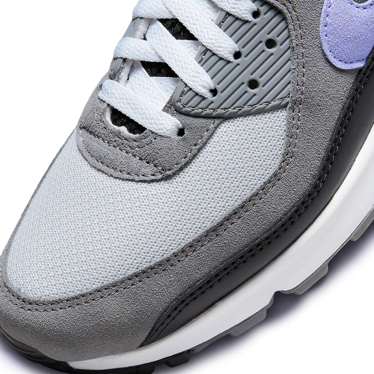 Nike Air Max 90 Photon Dust Light Thistle sneaker with mesh and leather upper soft pastel tones and classic Air Max cushioning available at The Attic