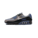 Nike Air Max 90 Smoke Grey Diffused Blue sneaker with grey mesh upper blue accents and Air Max cushioning available at The Attic